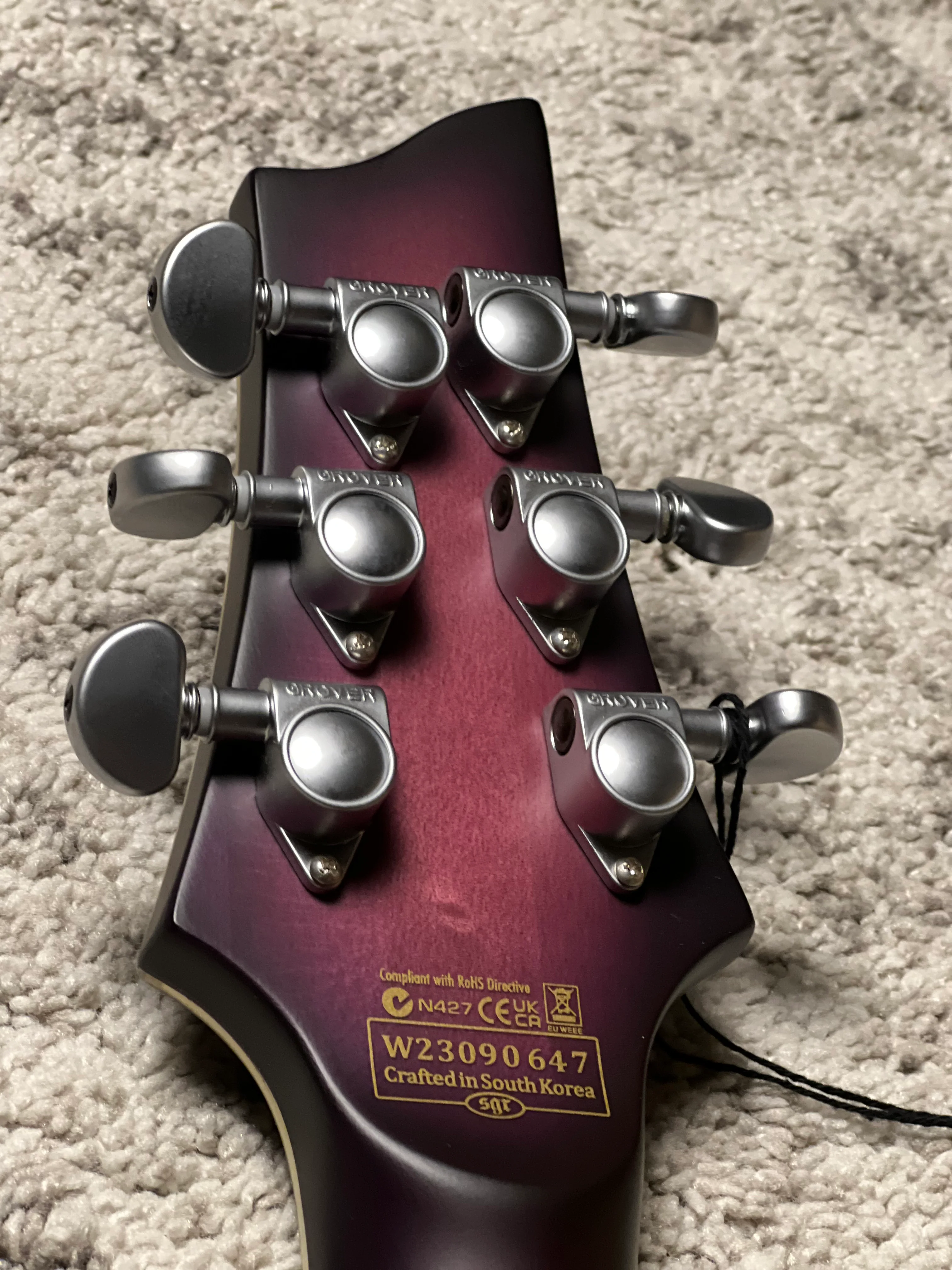 Schecter C-1 Platinum SPB in Satin Purple Burst W23090647 - Image 7