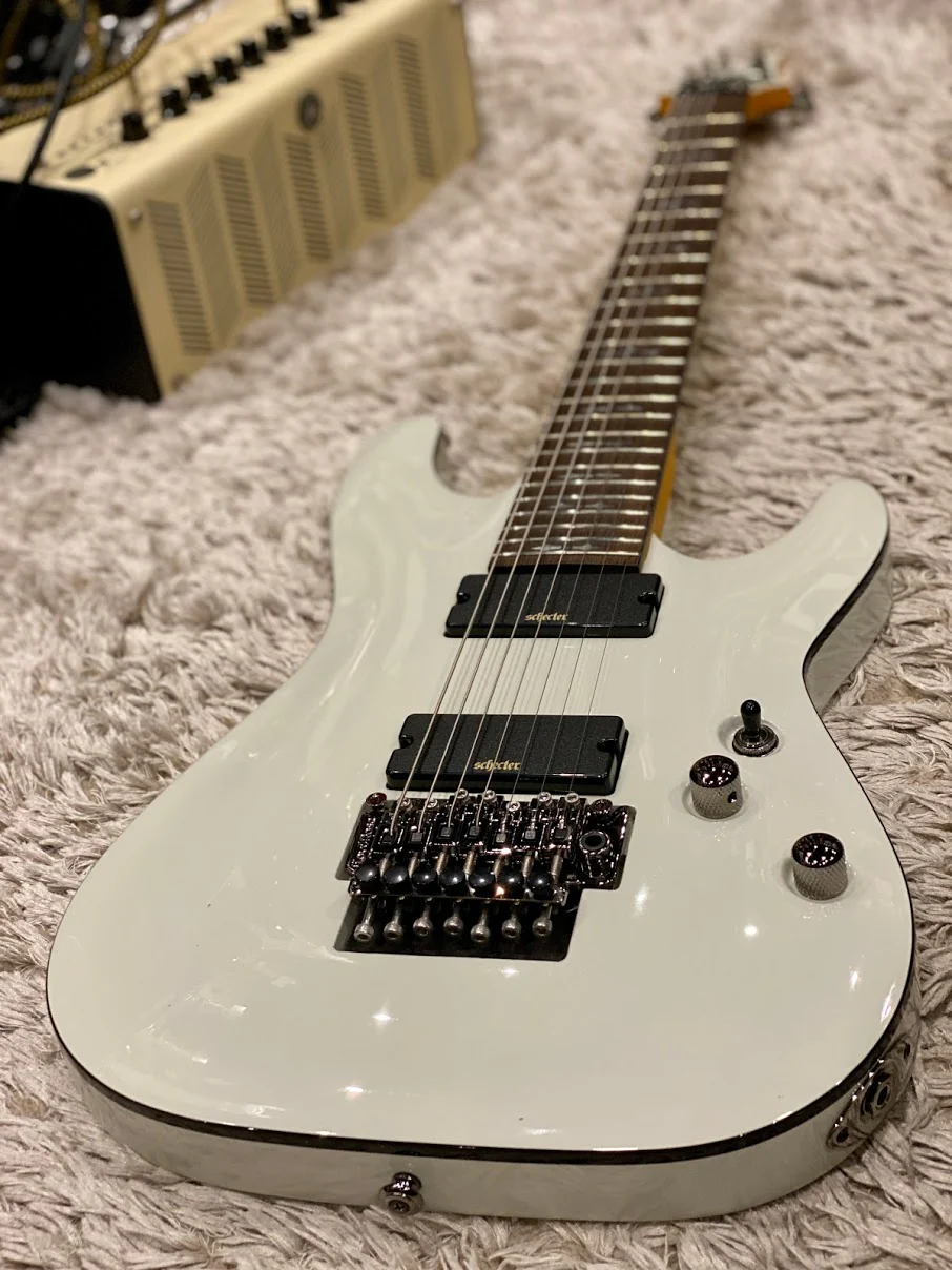 Schecter DEMON-7 FR in Vintage White - Image 2