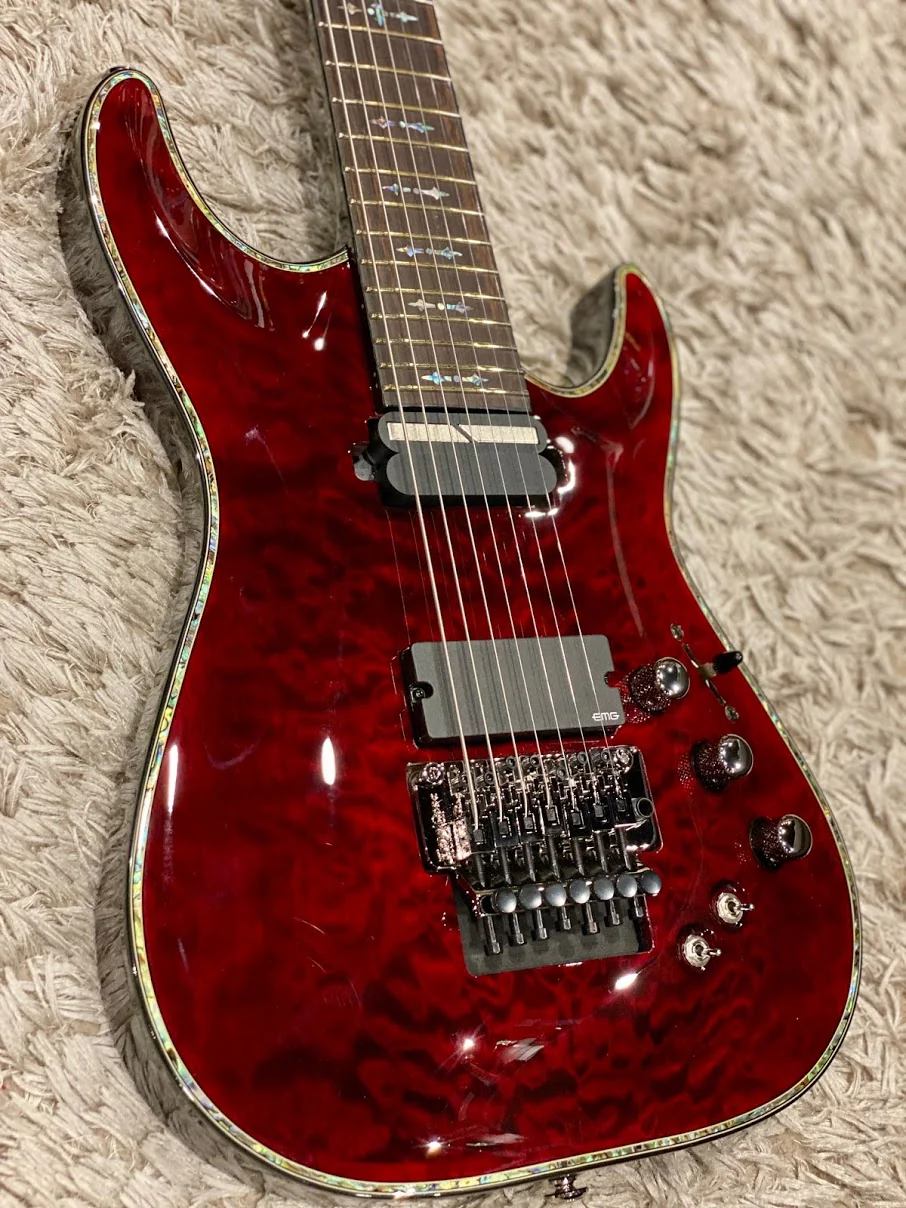 Schecter Hellraiser C-7 FR S with Floyd Rose and Sustainiac in Black Cherry - Image 2
