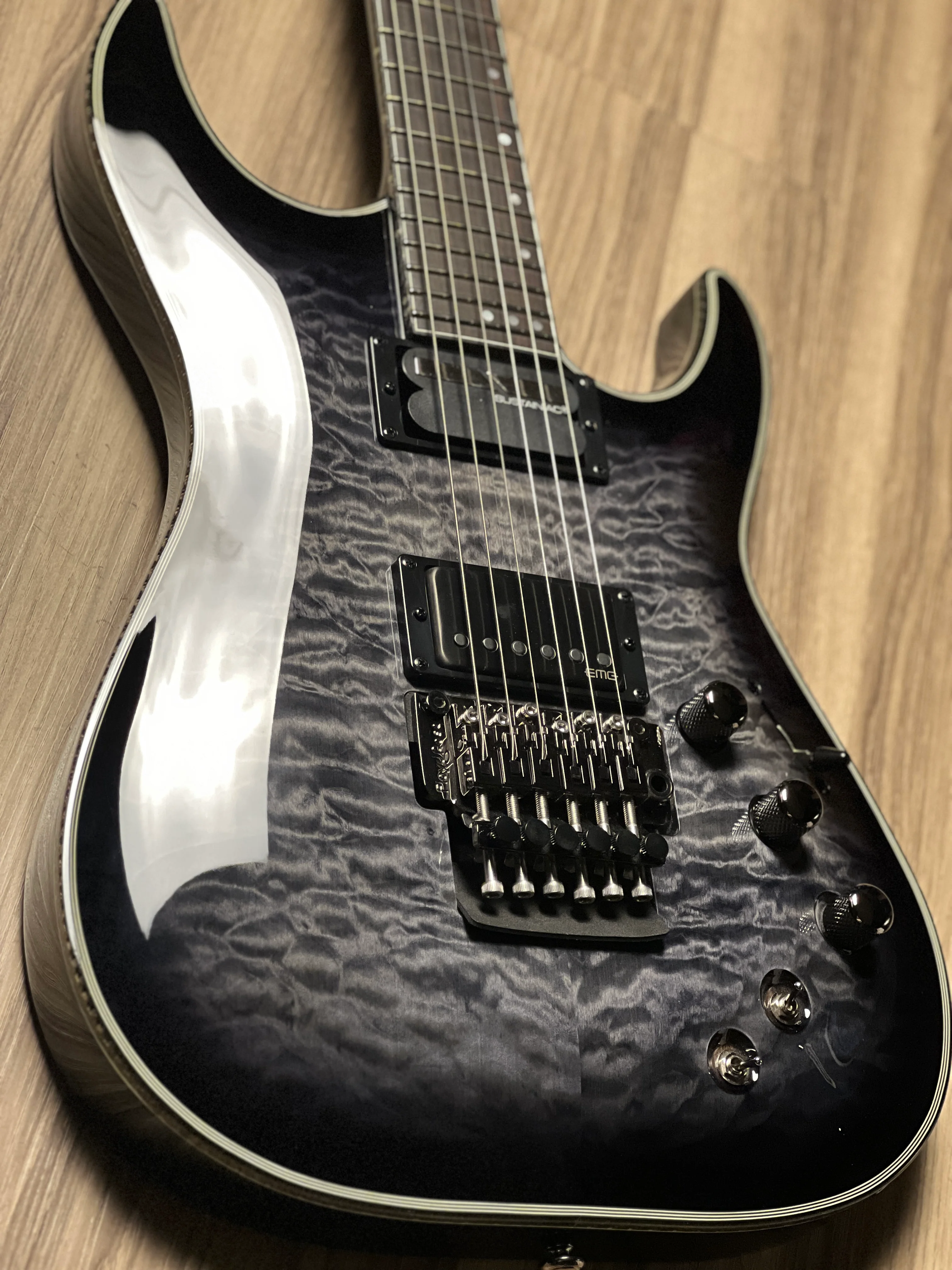 Schecter Hellraiser Hybrid C-1 FR S TBB in Trans Black Burst - Image 5