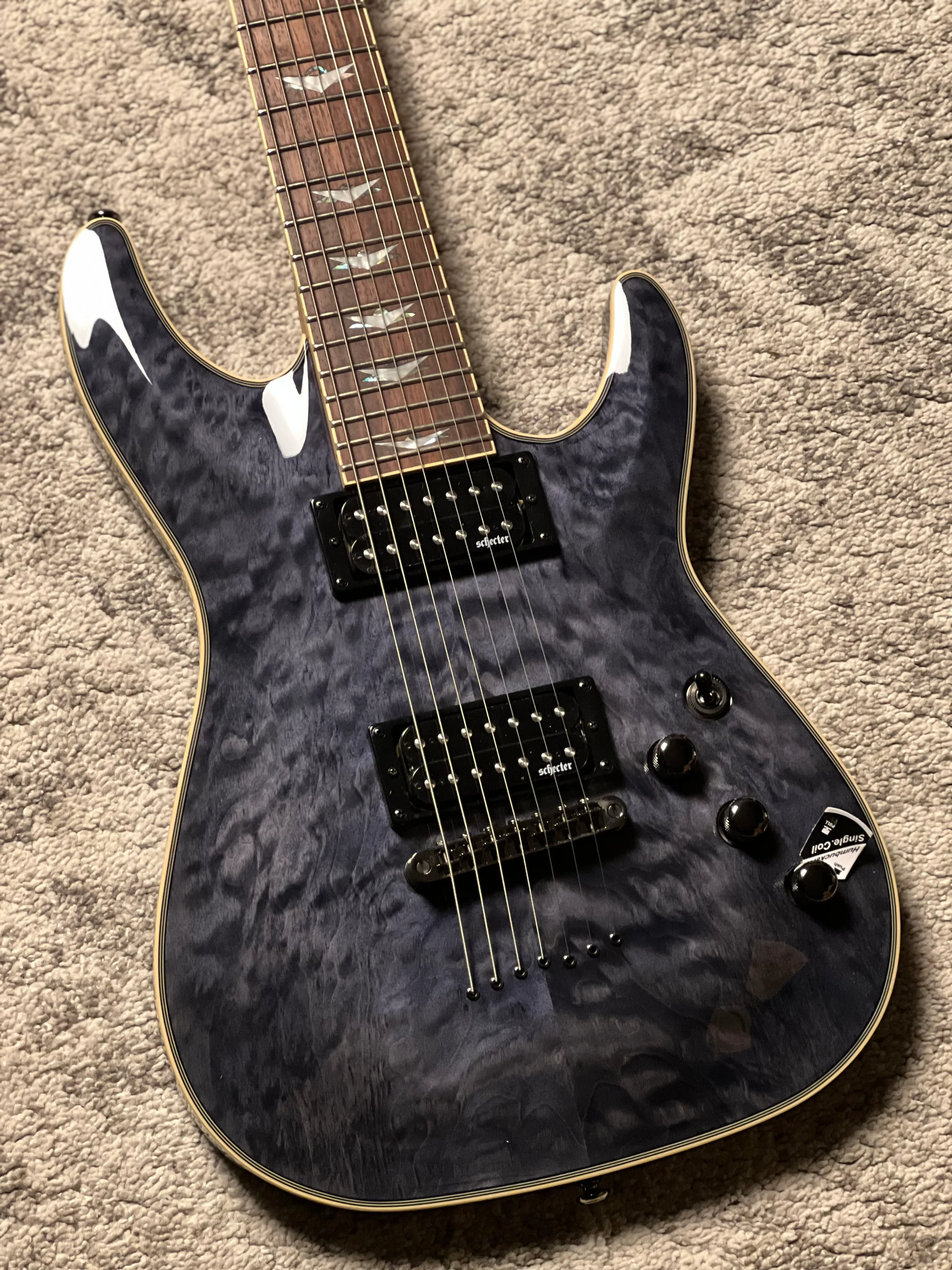 Schecter Omen Extreme-7 in See Thru Black - Image 5