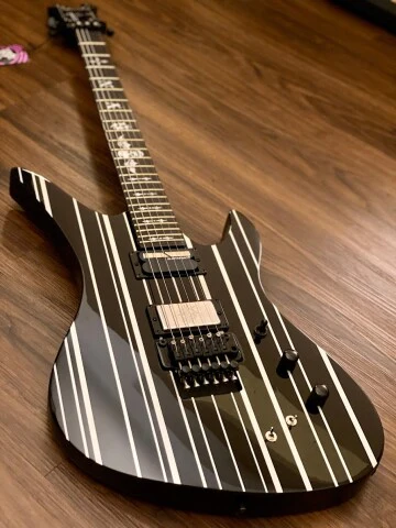 Schecter Synyster Gates Custom-S in Gloss Black with Silver Stripes - Image 3