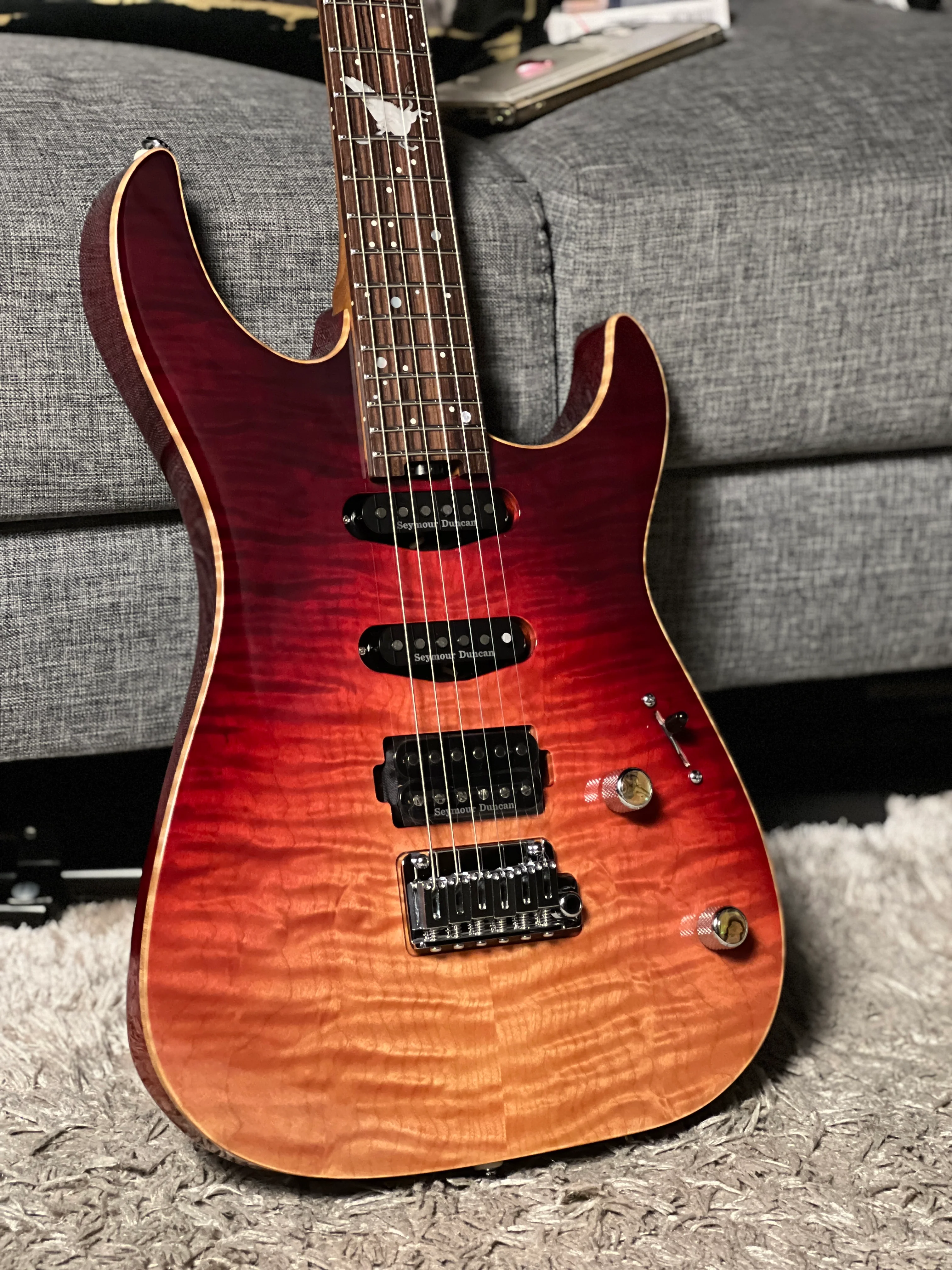Shijie JF-PEGASUS 22 HSS Custom Shop in Transparent Red Burst 2429 - Image 19