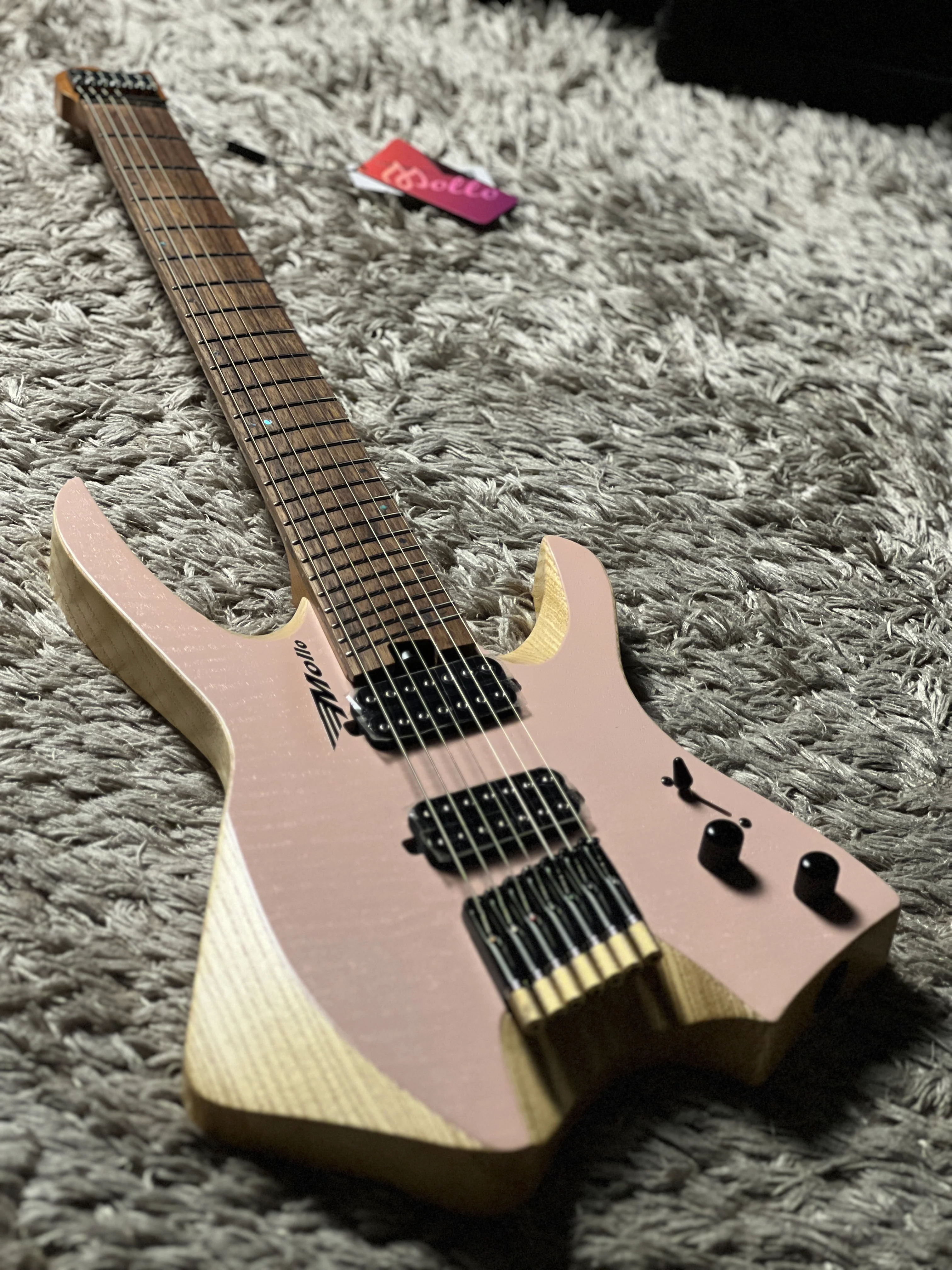 SLX Mollo MH-720 Headless 7 String Multiscale in Trans Pink Natural with Rosewood FB - Image 2