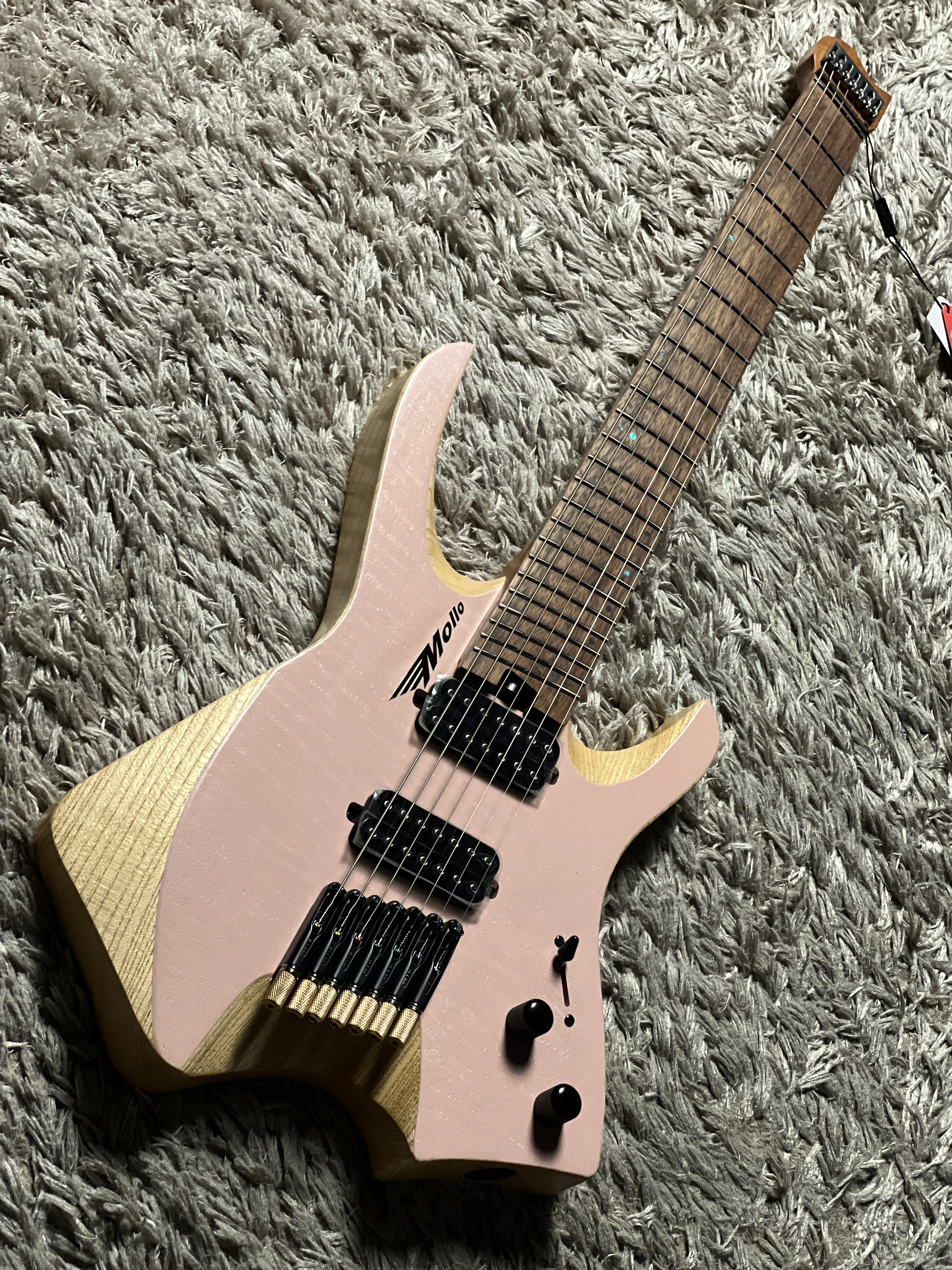 SLX Mollo MH-720 Headless 7 String Multiscale in Trans Pink Natural with Rosewood FB - Image 3