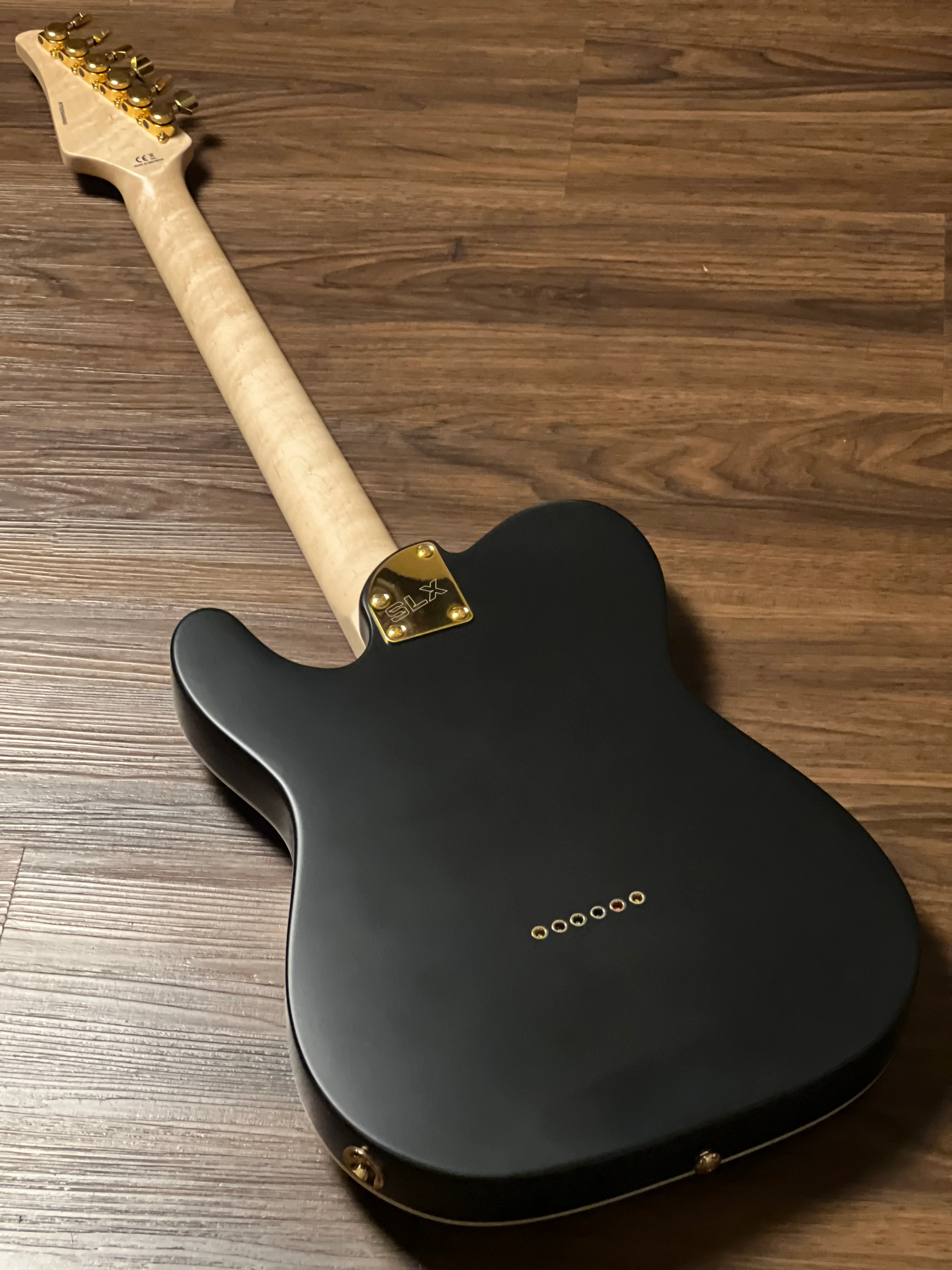 SLX Raven Thinline Deluxe in Black Satin with Maple FB and Gold Hardware - Image 5