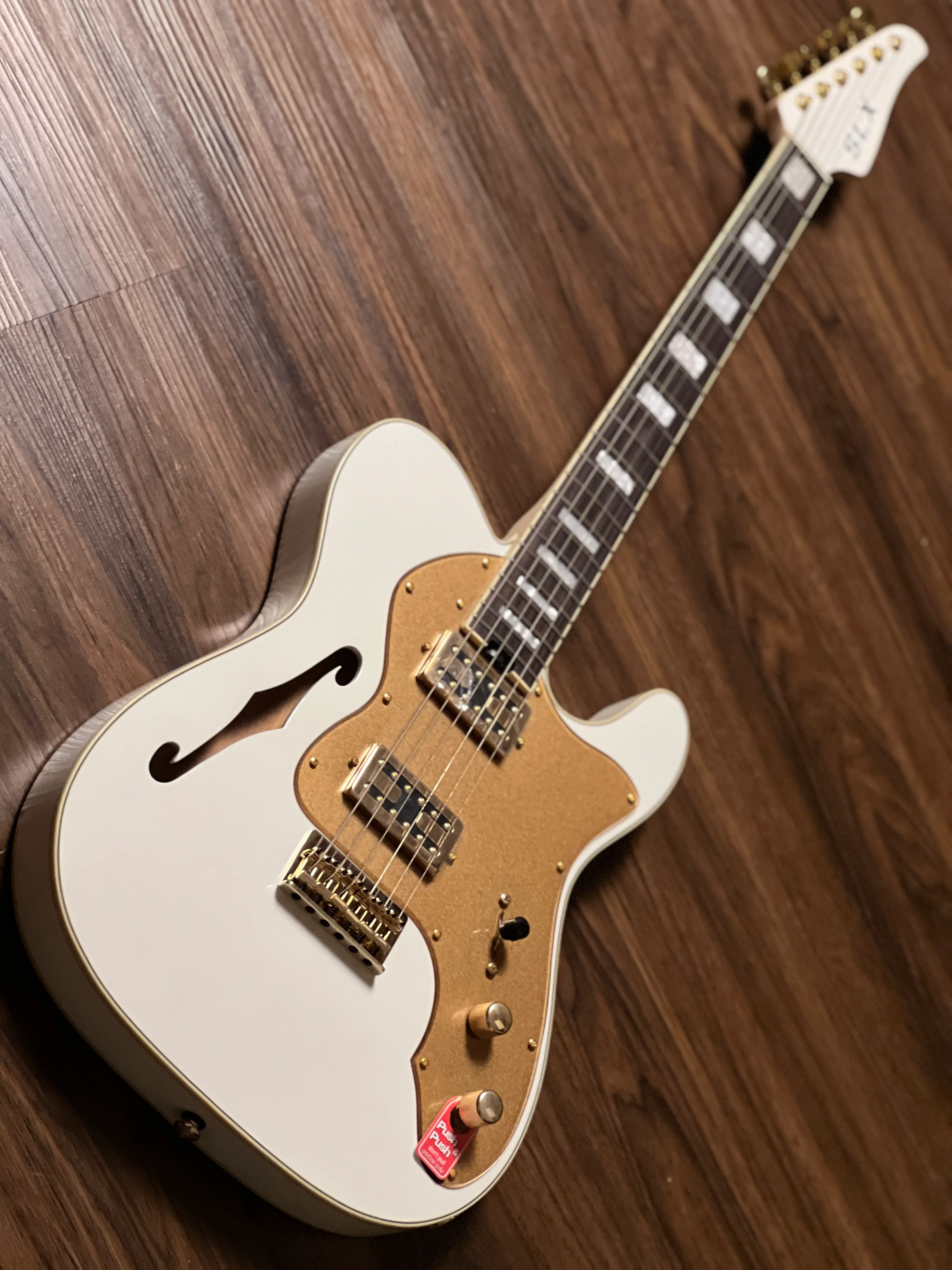SLX Raven Thinline Super Deluxe in Olympic White with Rosewood FB and Gold Hardware - Image 3