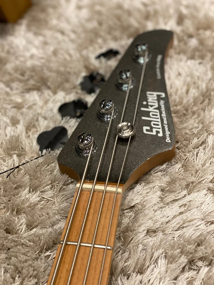 Soloking MJ-1 Classic Bass in Pewter Grey with Roasted Maple Neck - Image 3