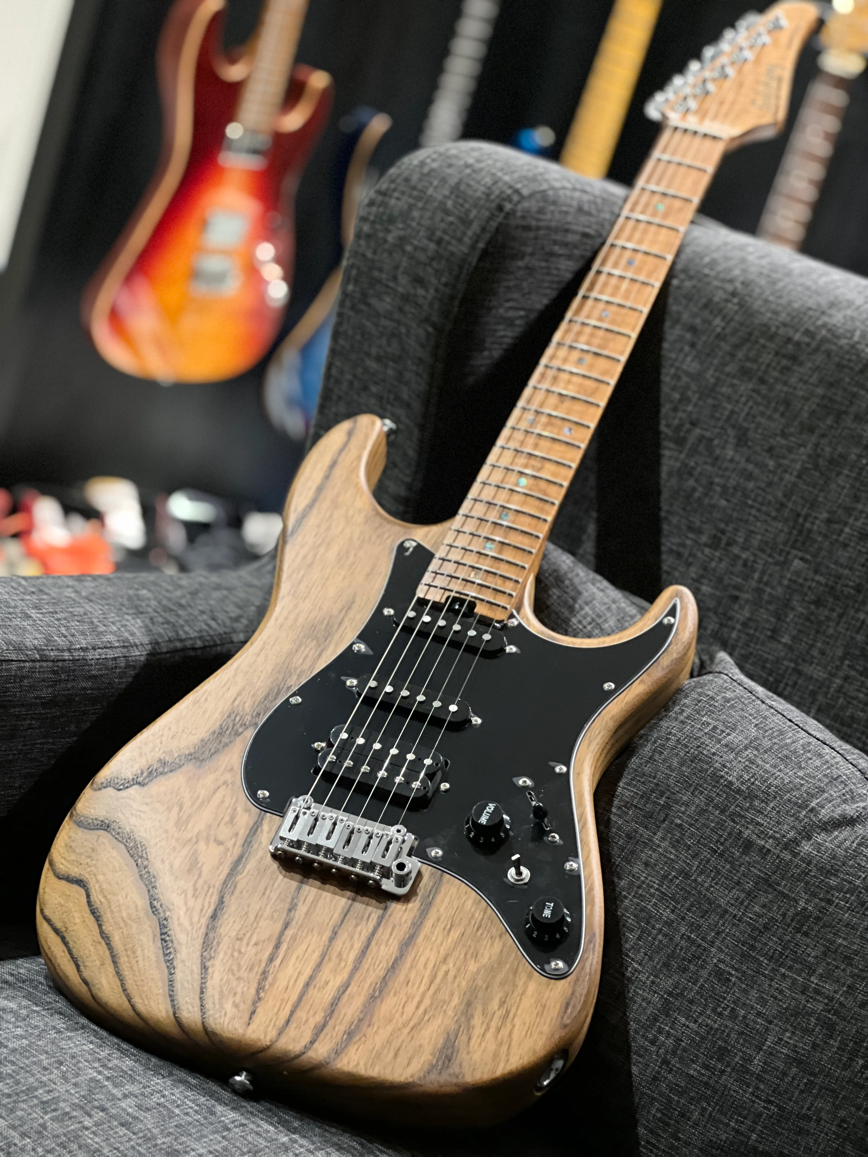 Soloking MS-1 Classic ASH in Torched Black with Roasted Flame Maple Neck Nafiri Special Run - Image 7
