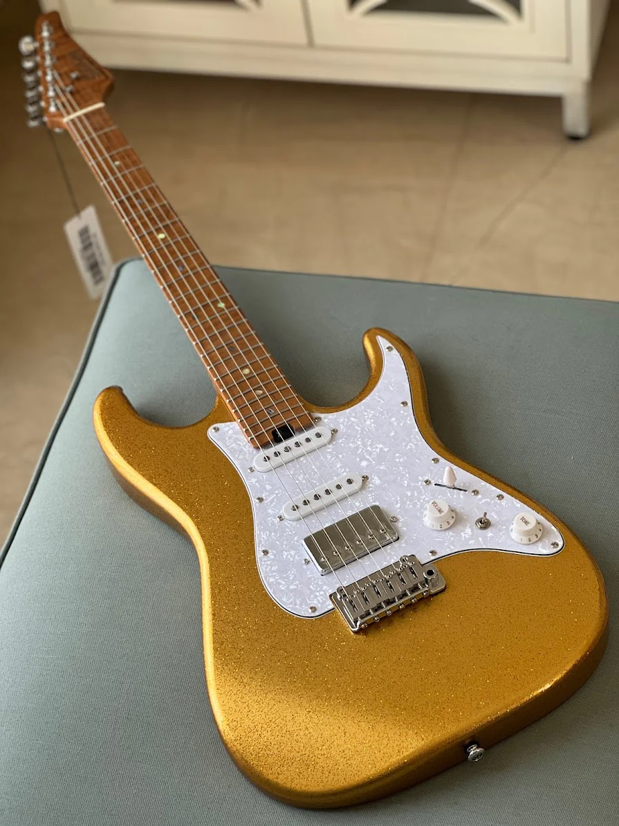Soloking MS-1 Classic Gold Sparkle with Roasted Flame Maple Neck Nafiri Special Run - Image 6
