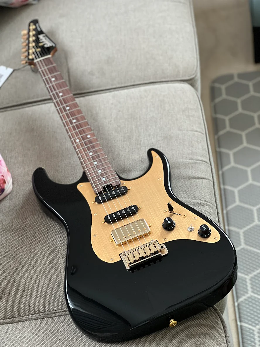 Soloking MS-1 Classic MKII in Black Beauty Anodized Gold Pickguard with Rosewood FB Nafiri Special Run - Image 4