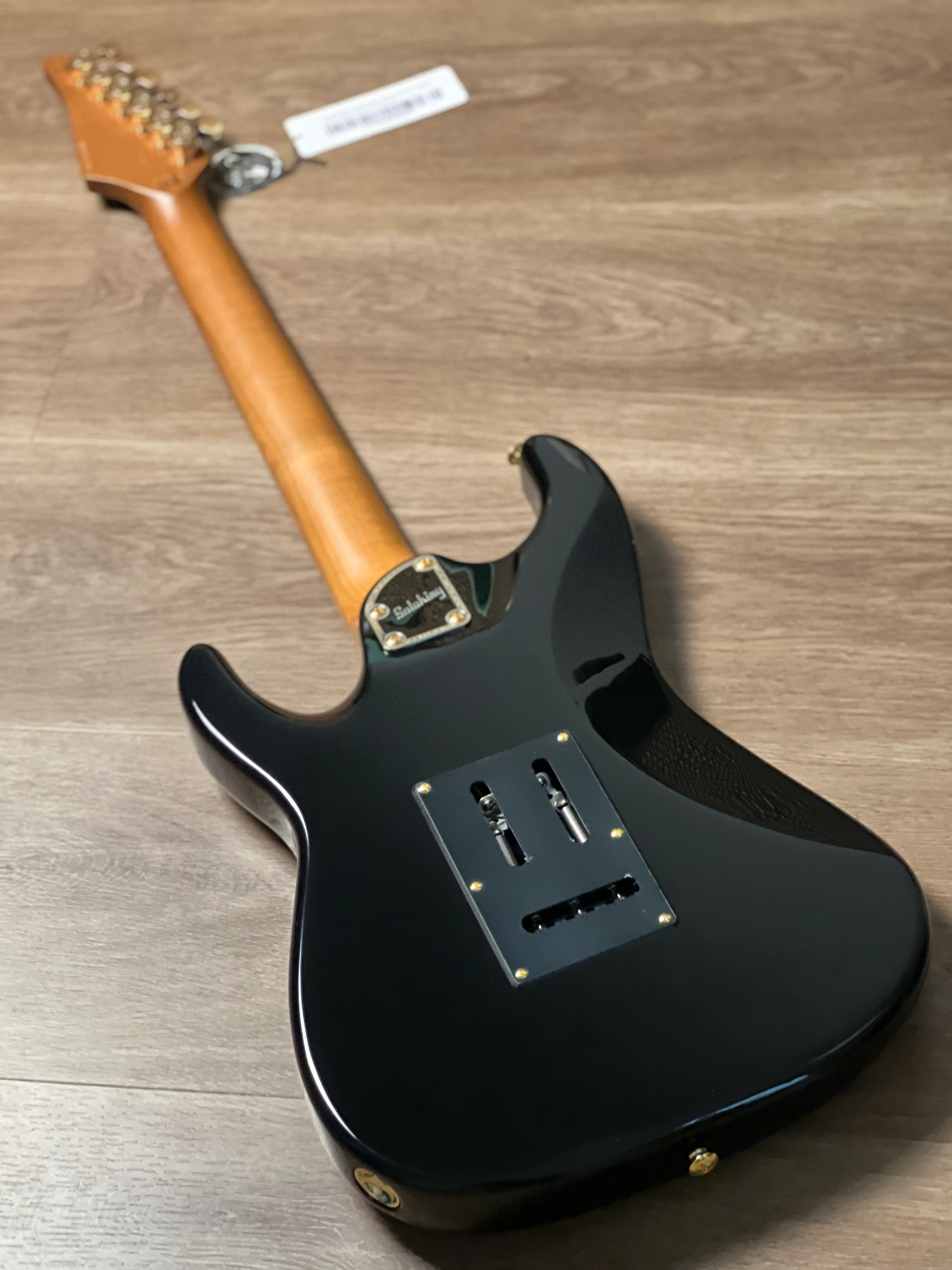 Soloking MS-1 Classic MKII in Black Beauty Anodized Gold Pickguard with Roasted Maple FB Nafiri Special Run - Image 5