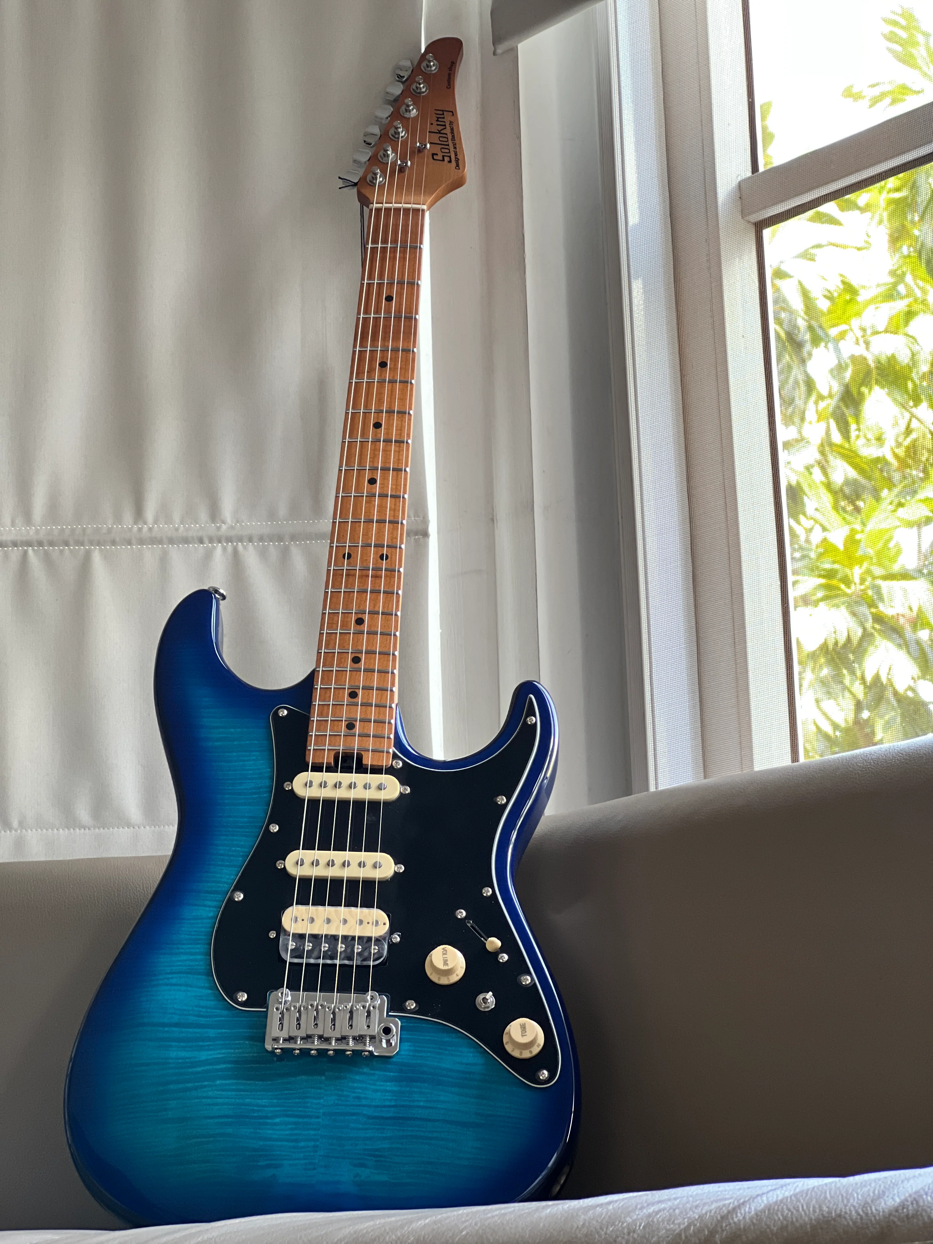 Soloking MS-1 Classic MKII in Blue Burst with 5A Flame Top Nafiri Special Run - Image 4