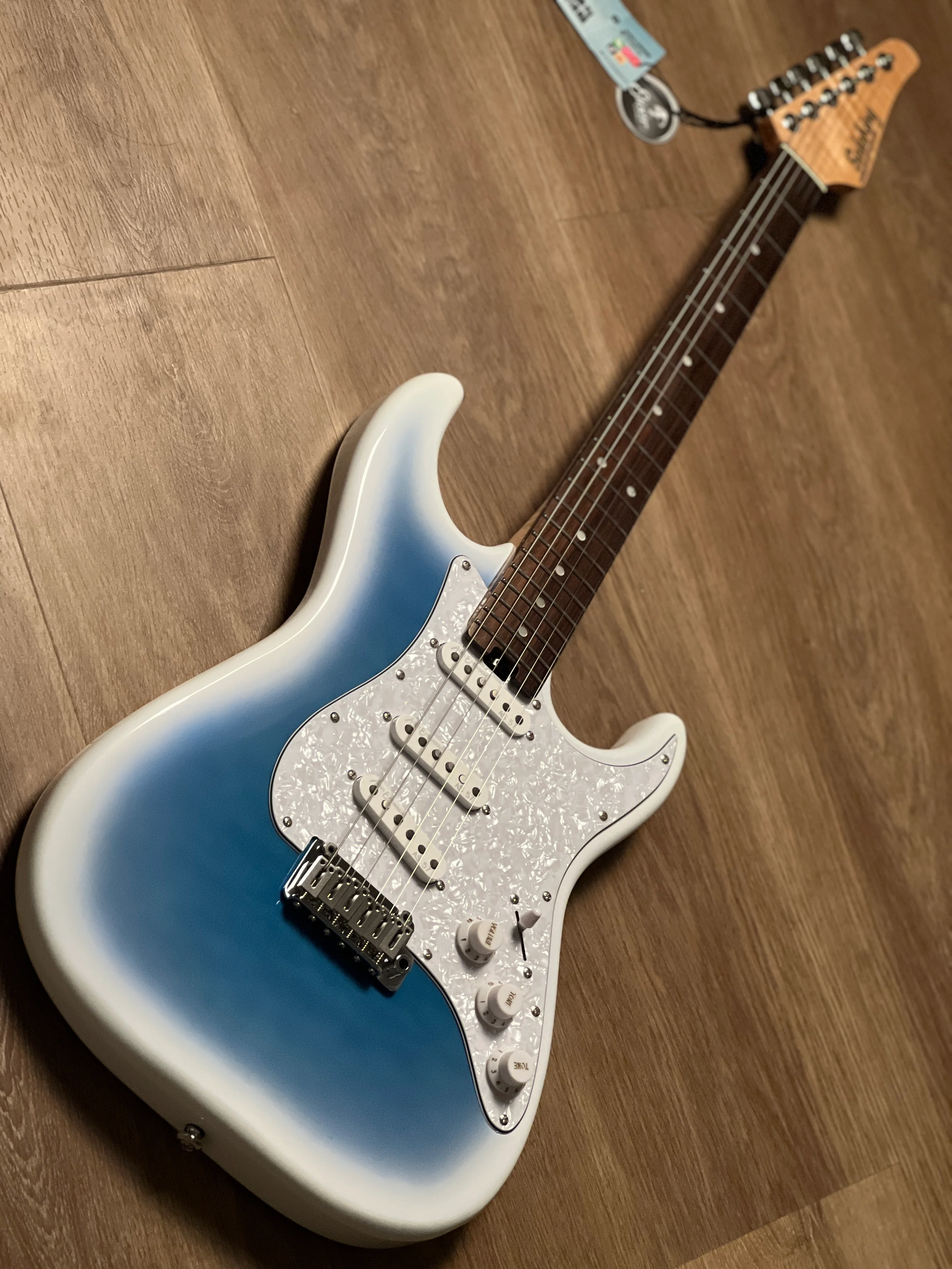Soloking MS-1 Classic SSS Quilt in Marble Blue Burst with Rosewood FB Nafiri Special Run - Image 3