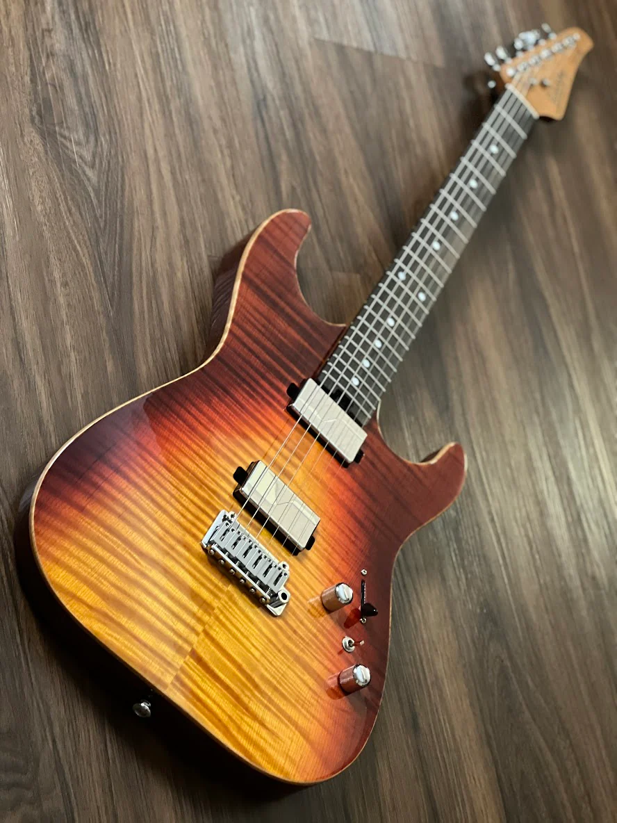 Soloking MS-1 Custom 22 HH MOD Flat Top with Fishman Fluence in Fire Wakesurf with Rosewood FB - Image 2