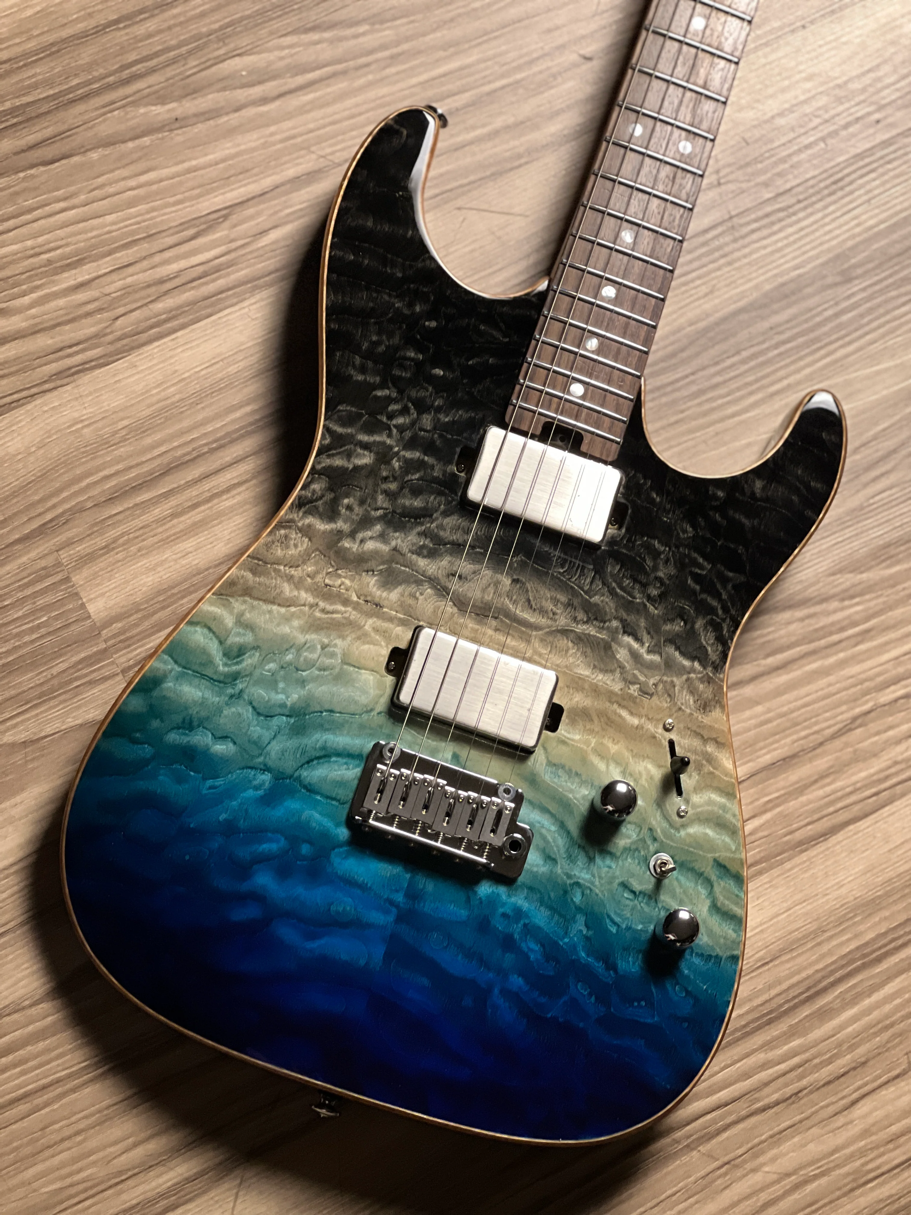 Soloking MS-1 Custom 22 HH Quilt with Rosewood FB in Ocean Storm Double Wipeout JESCAR - Image 2