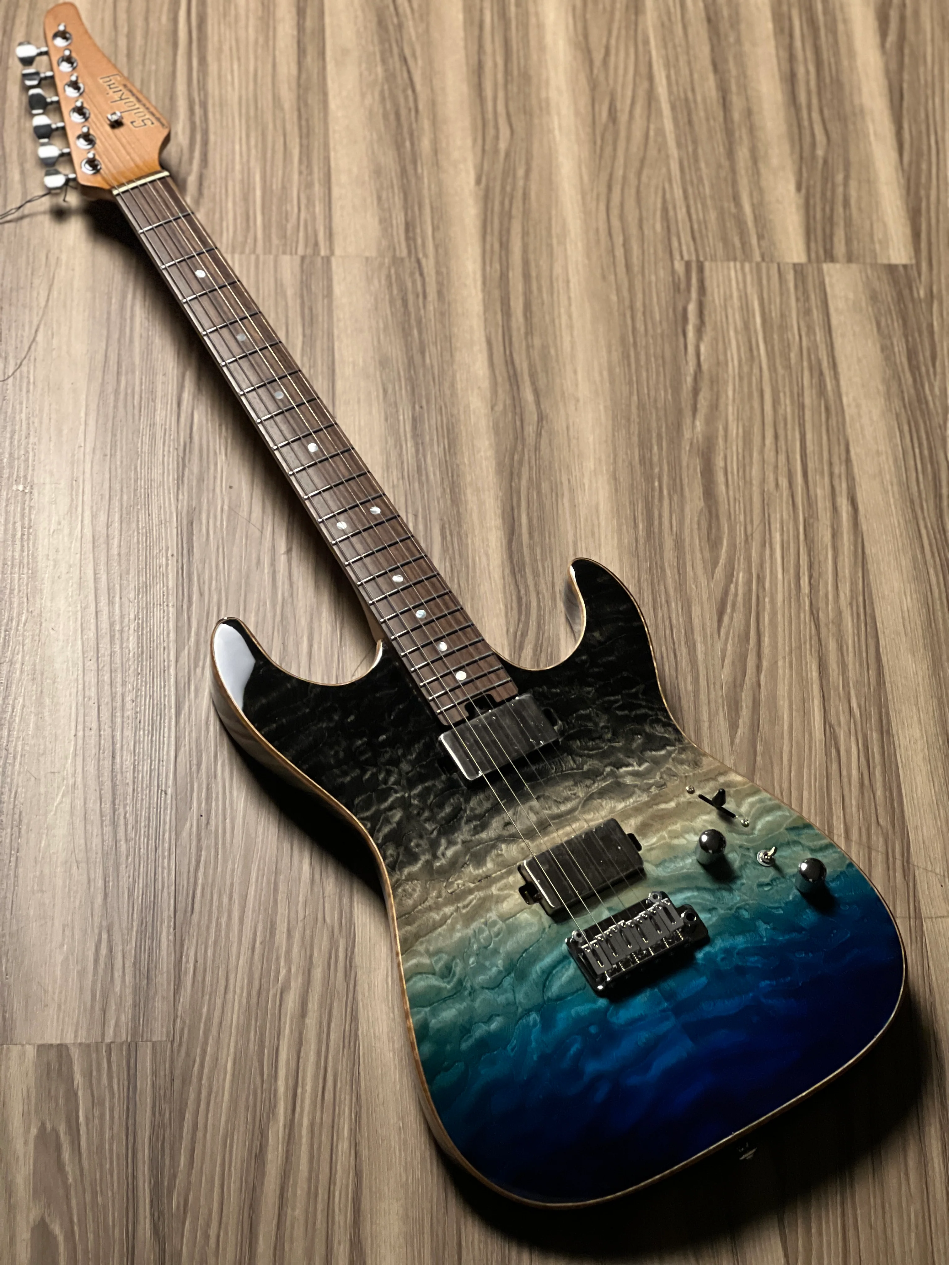 Soloking MS-1 Custom 22 HH Quilt with Rosewood FB in Ocean Storm Double Wipeout JESCAR - Image 6