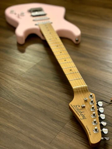 Soloking MS-1 Custom 22 HSS Flat Top in Satin Faded Shell Pink Nafiri Special Run - Image 4