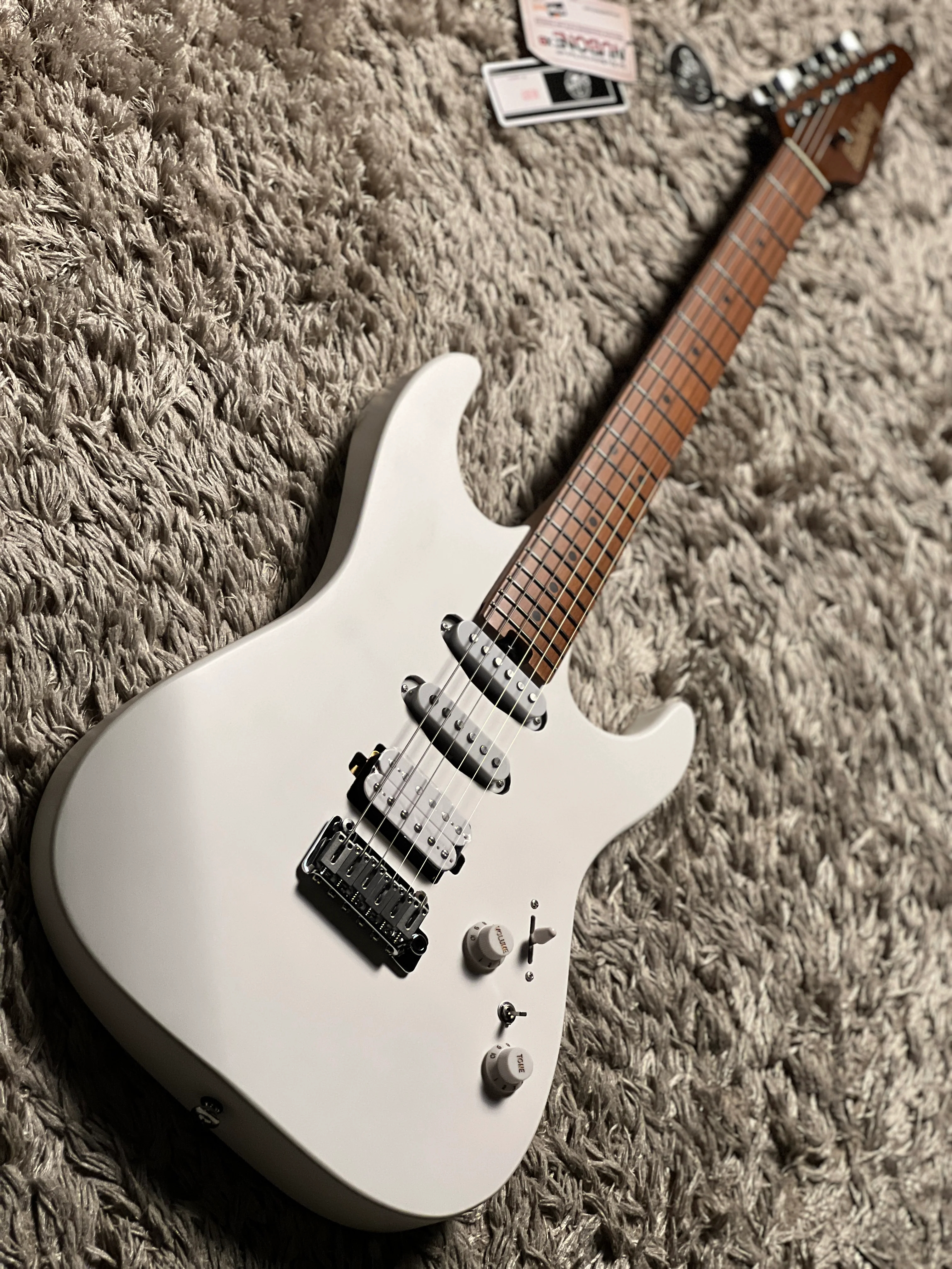 Soloking MS-1 Custom 22 HSS Flat Top in Satin White Matte Nafiri Special Run - Image 3