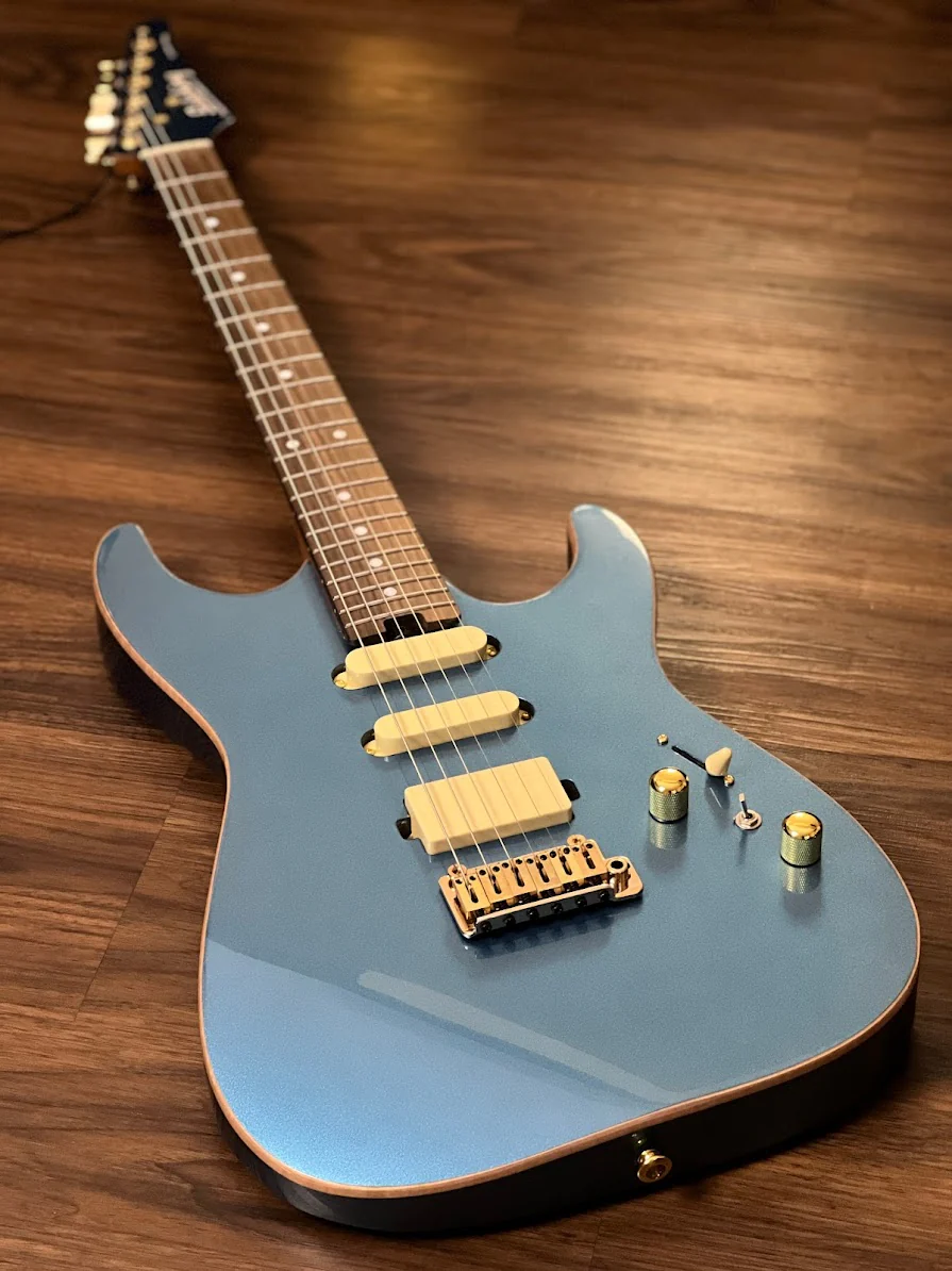 Soloking MS-1 Custom 22 HSS Flat Top Rosewood FB in Pelham Blue Nafiri Special Run - Image 2
