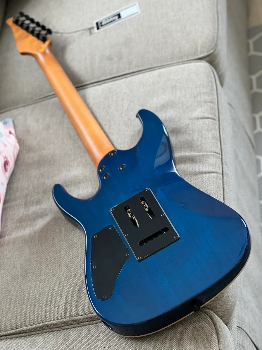 Soloking MS-1 Custom 24 HH Flat Top in Turquoise Wakesurf with Roasted maple FB - Image 8