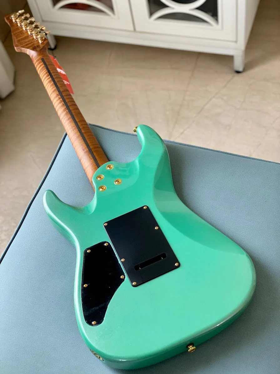 Soloking MS-1 Custom 24 HH FM with Roasted Flame Neck in Sage Green Metallic Nafiri Special Run - Image 10