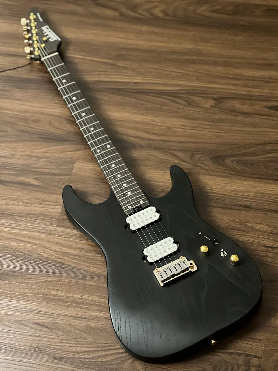 Soloking MS-1 Custom 24 HH MOD Ash Gold Hardware Open Pore Black with Fishman Fluence - Image 2