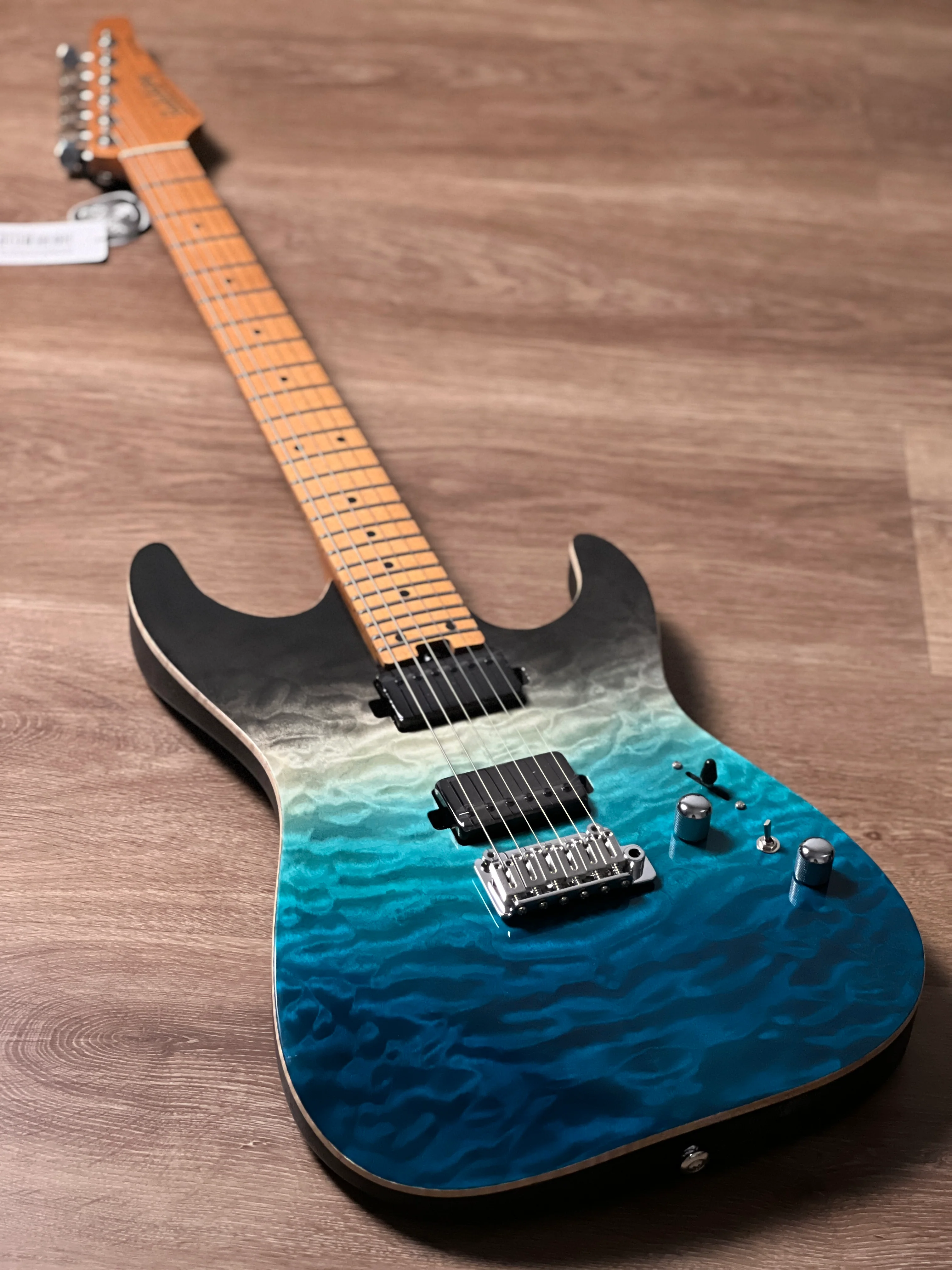 Soloking MS-1 Custom 24 HH Quilt with Roasted Maple FB in Ocean Storm Double Wipeout JESCAR