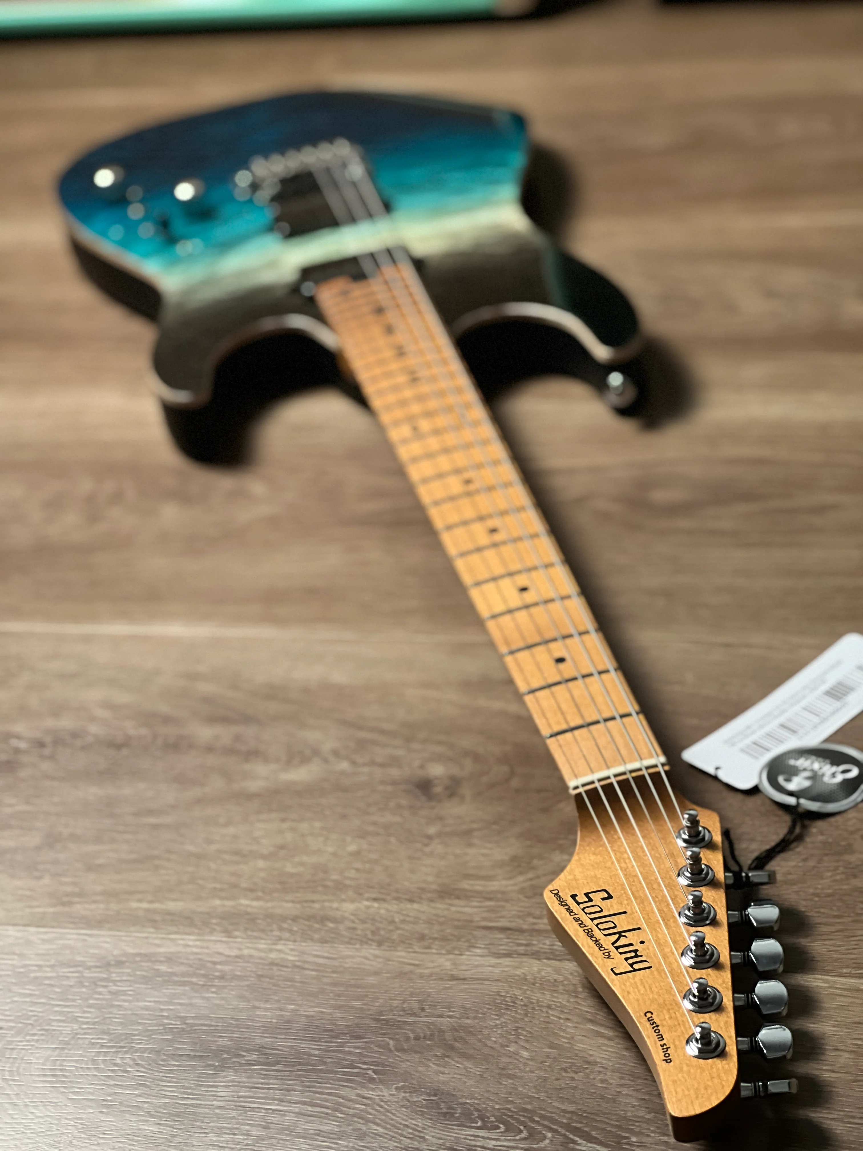 Soloking MS-1 Custom 24 HH Quilt with Roasted Maple FB in Ocean Storm Double Wipeout JESCAR - Image 6