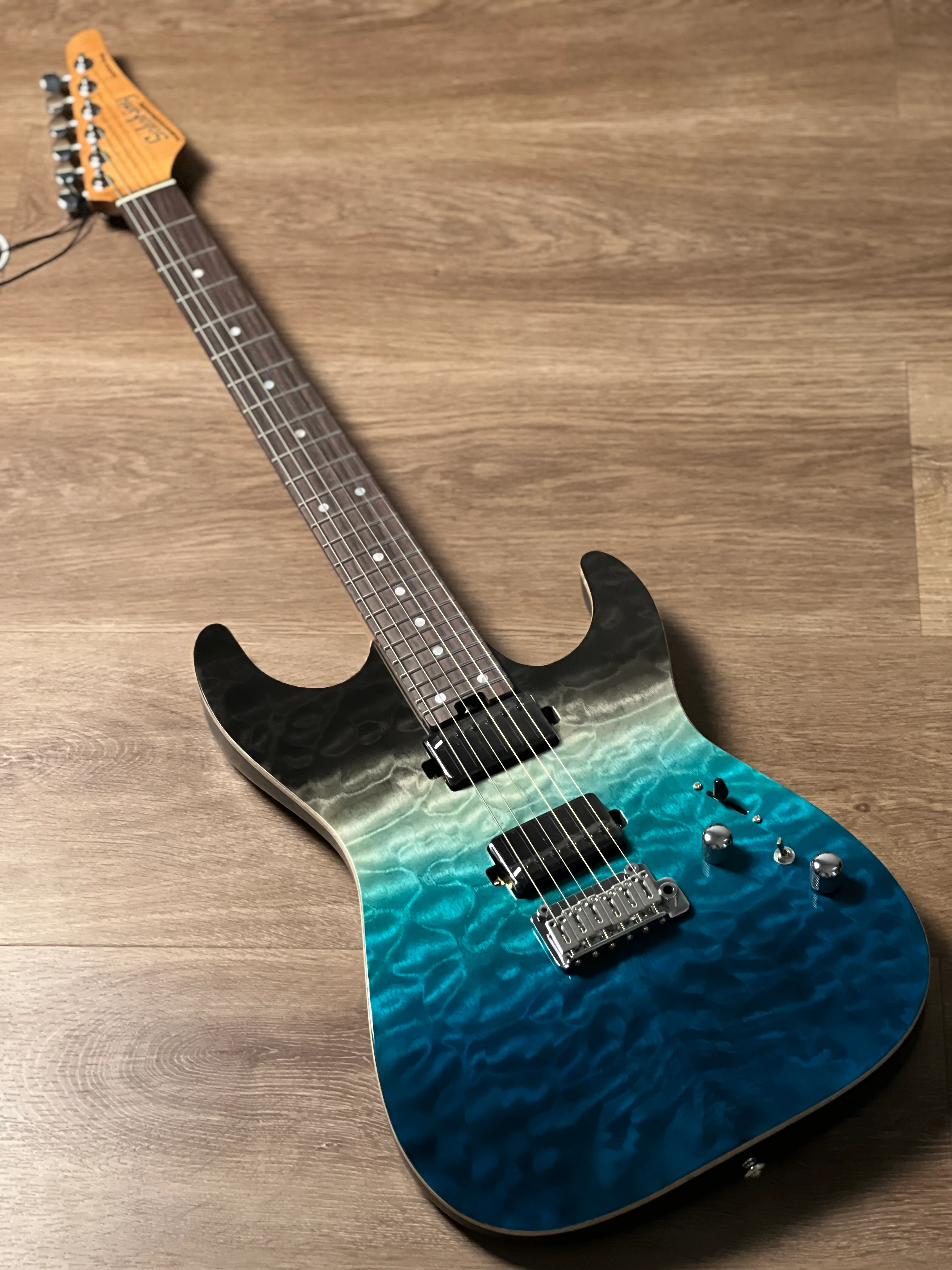 Soloking MS-1 Custom 24 HH Quilt with Rosewood FB in Ocean Storm Double Wipeout JESCAR - Image 2