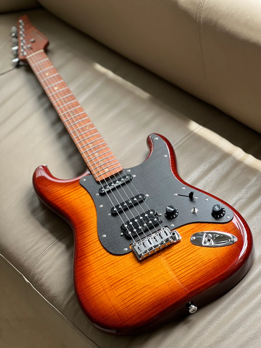 Soloking MS-1 FM Artisan with Roasted Flame Neck in Honeyburst Gloss Nafiri Special Run - Image 4