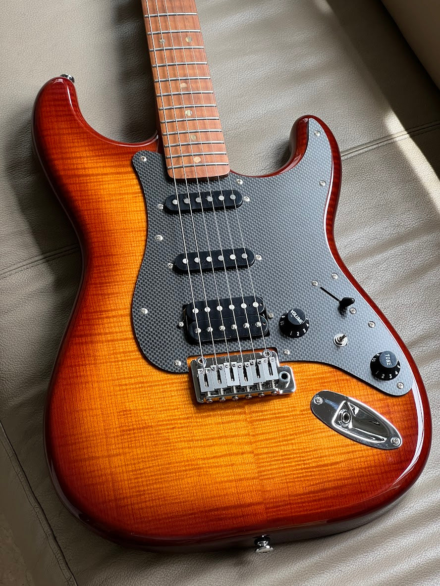 Soloking MS-1 FM Artisan with Roasted Flame Neck in Honeyburst Gloss Nafiri Special Run - Image 5