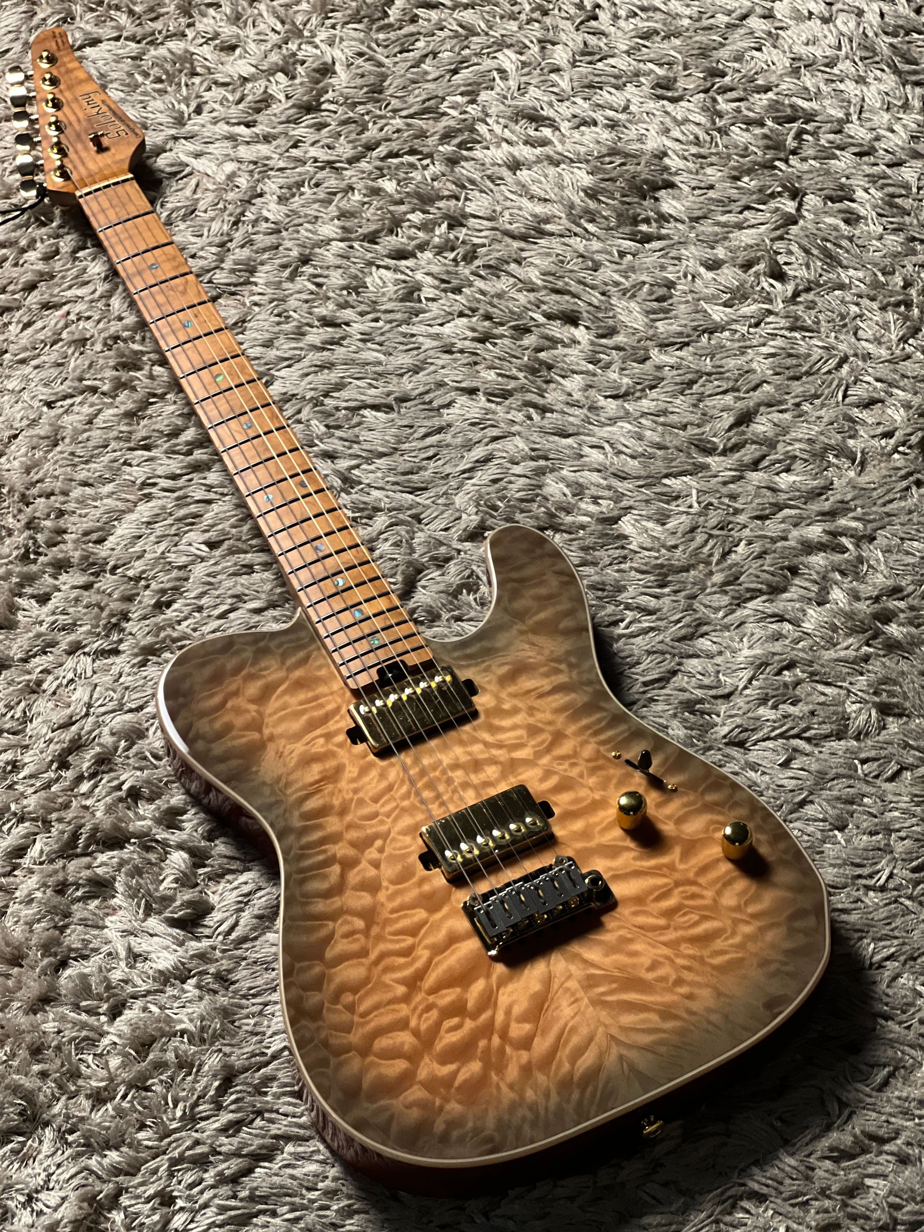 Soloking MT-1 Custom 22 FMN with Roasted Flame Maple Neck in Feather Burst - Image 2