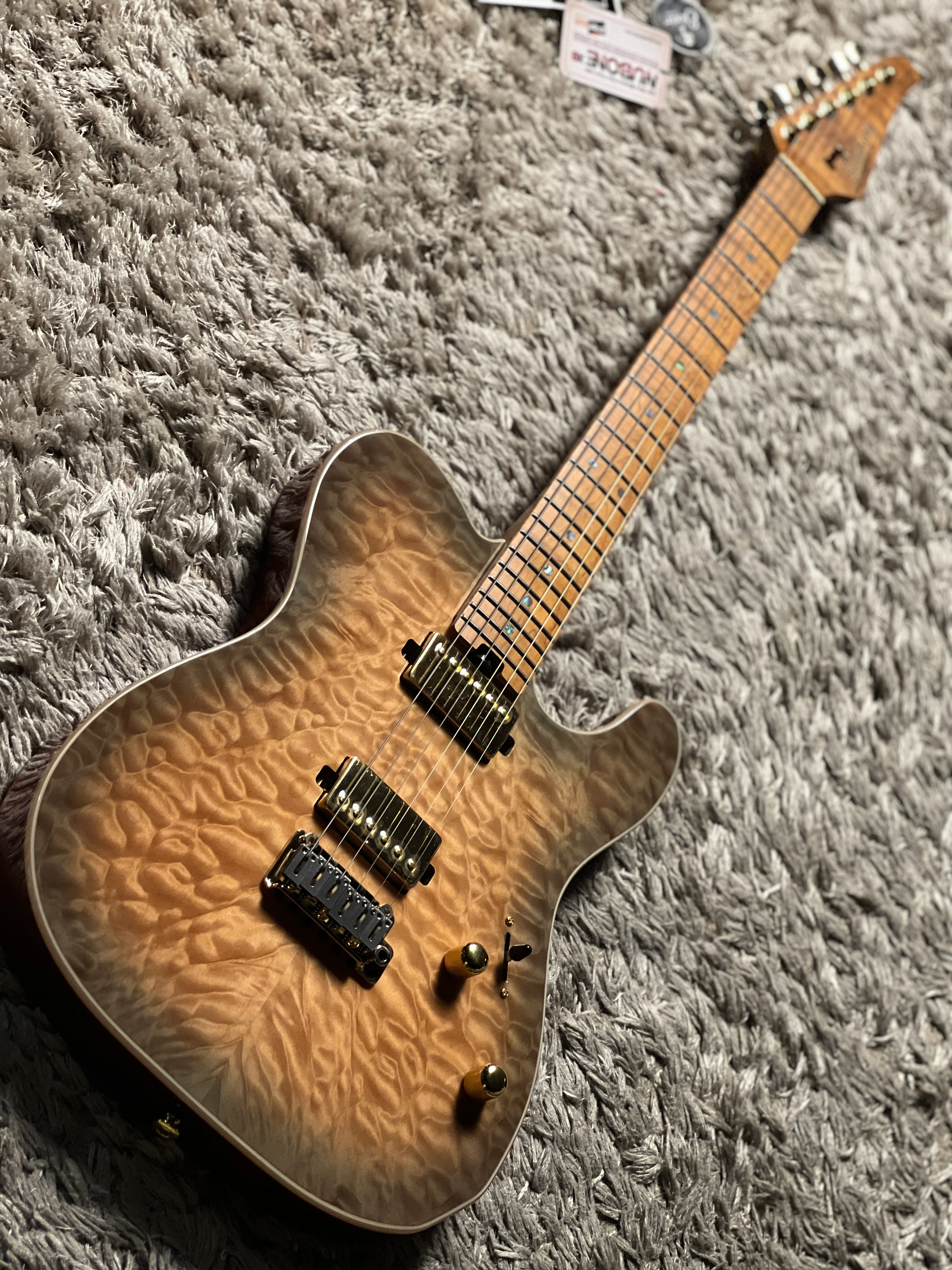 Soloking MT-1 Custom 22 FMN with Roasted Flame Maple Neck in Feather Burst - Image 3