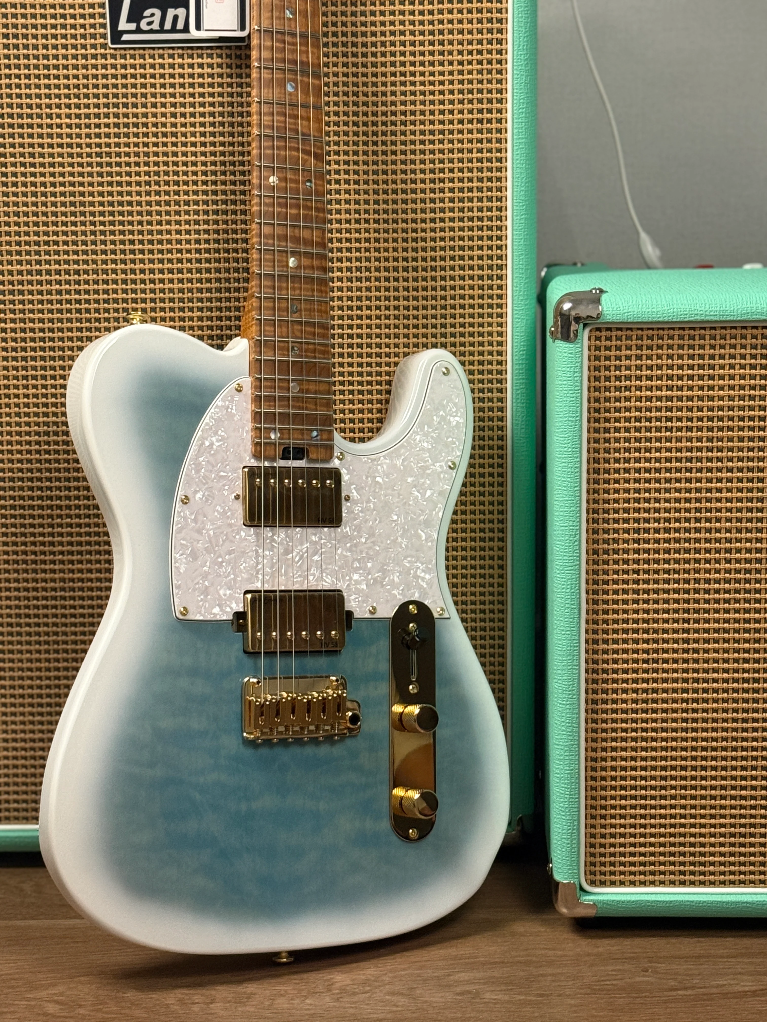 Soloking MT-1 Custom 24 FMN Elite with Flame Neck in Larimar Nafiri Special Run - Image 13