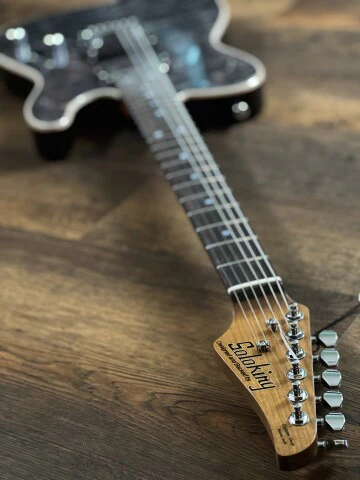 Soloking MT-1 Custom 24 Quilt in Seethru Black with Roasted Neck and Rosewood FB - Image 6