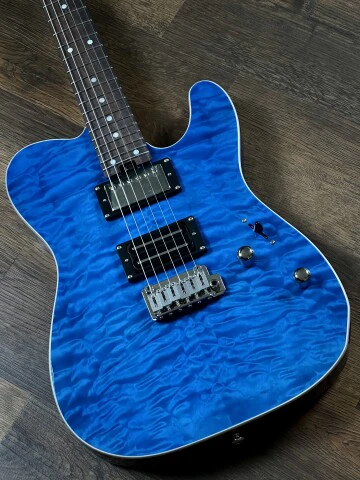 Soloking MT-1 Custom 24 Quilt in Seethru Blue with Roasted Neck and Rosewood FB - Image 3