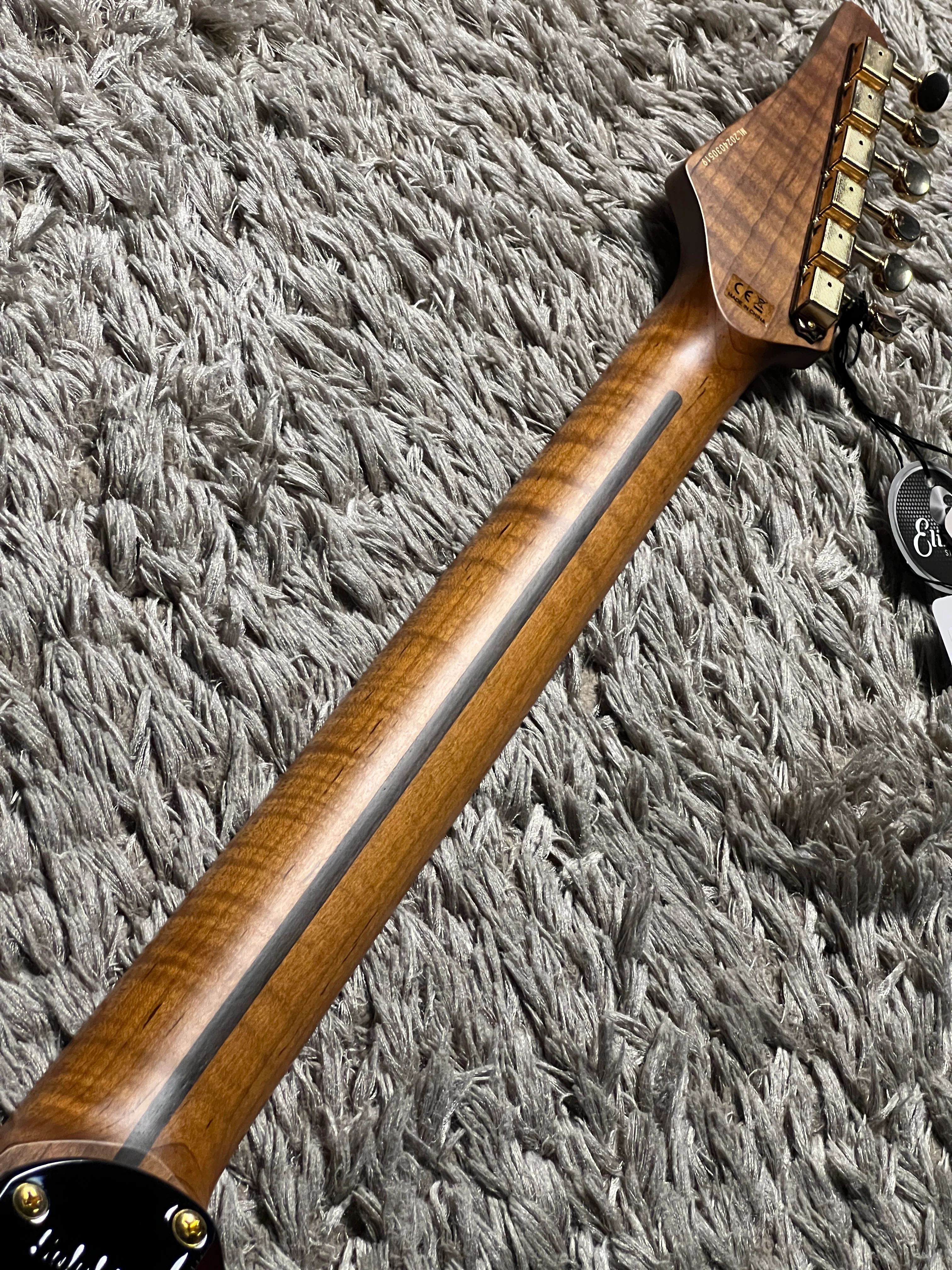 Soloking MT-1 FM 22 Deluxe Hotrail with One Piece Roasted Flame Neck in Brown Sunburst - Image 12