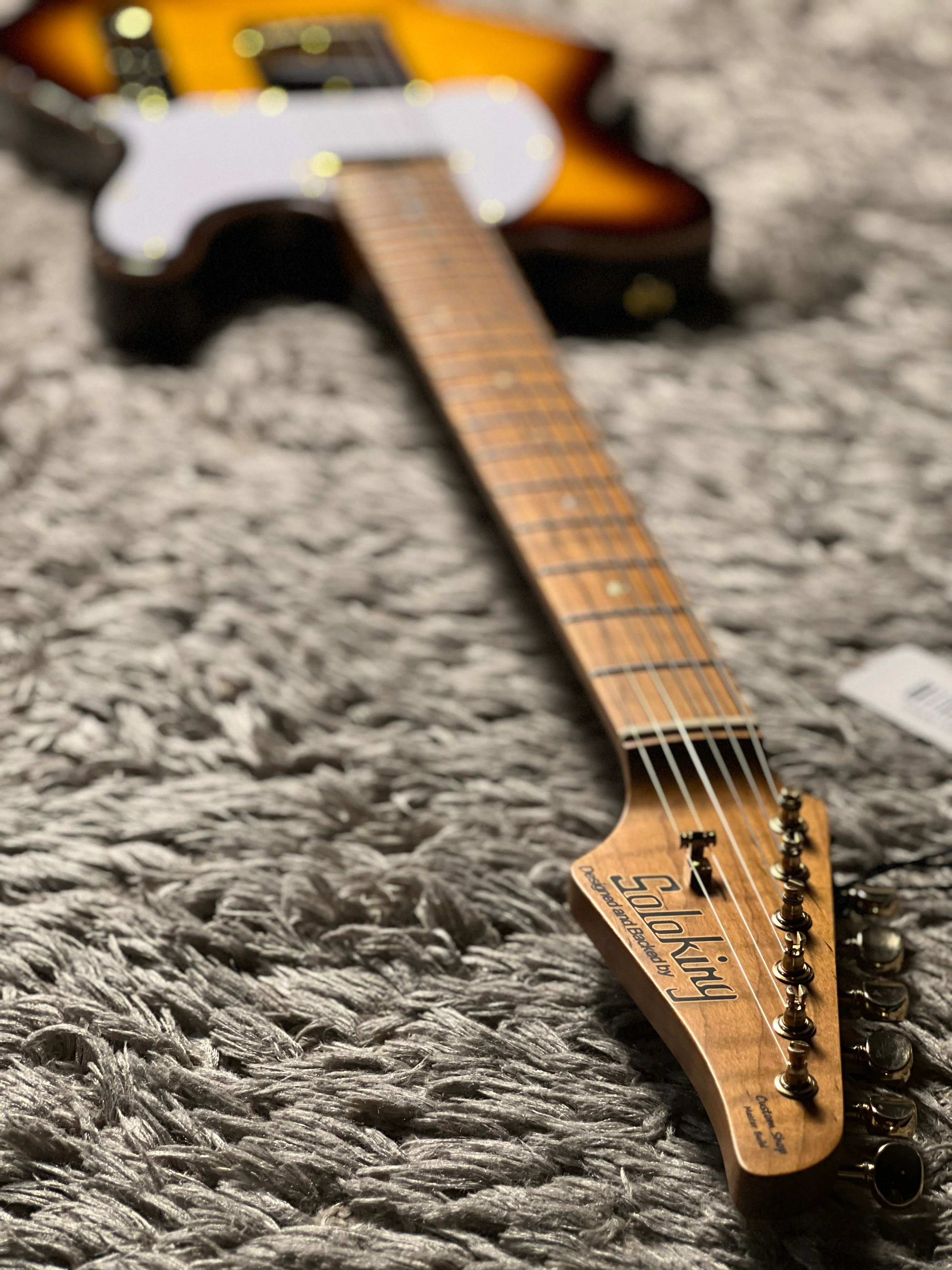 Soloking MT-1 FM 22 Deluxe Hotrail with One Piece Roasted Flame Neck in Brown Sunburst - Image 13