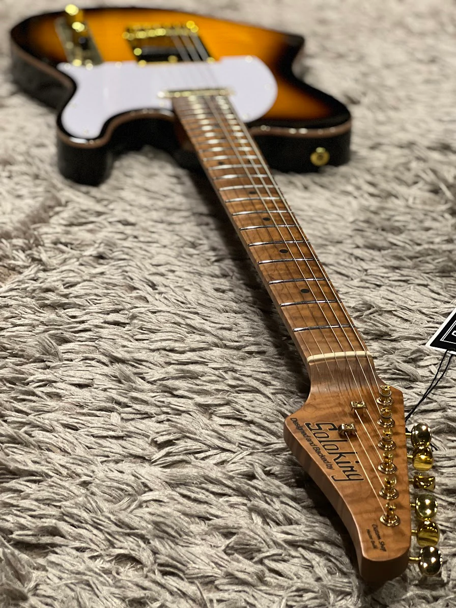 Soloking MT-1 FM 22 Deluxe Hotrail with One Piece Roasted Flame Neck in Brown Sunburst - Image 5
