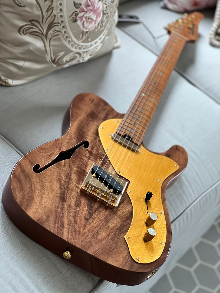 Soloking MT-1 Thinline FMN KOA Elite with Gold Hardware in Natural - Image 2