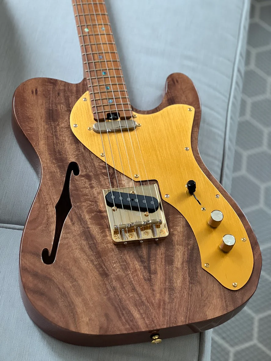 Soloking MT-1 Thinline FMN KOA Elite with Gold Hardware in Natural - Image 3