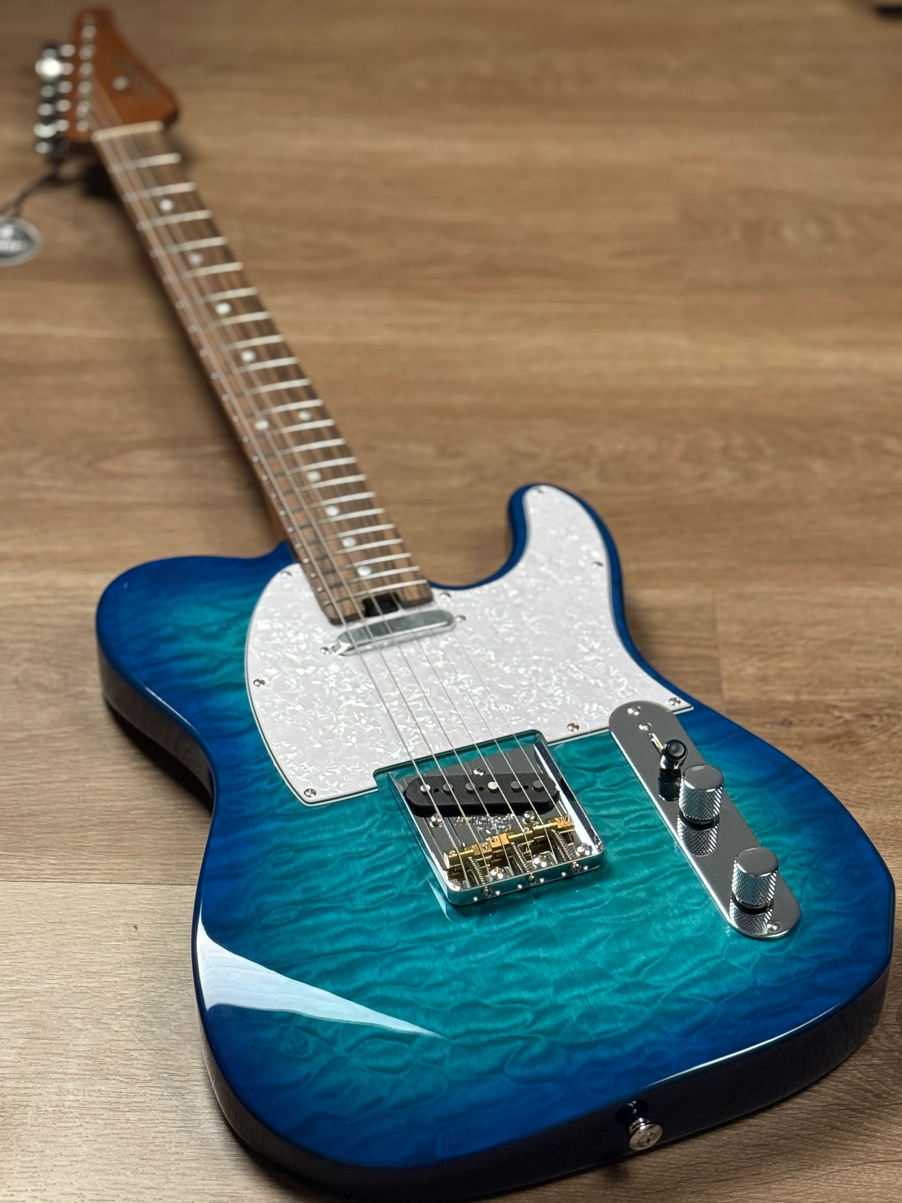Soloking MT-1 Vintage Quilt with Rosewood FB in Aquamarine Nafiri Special Run - Image 3