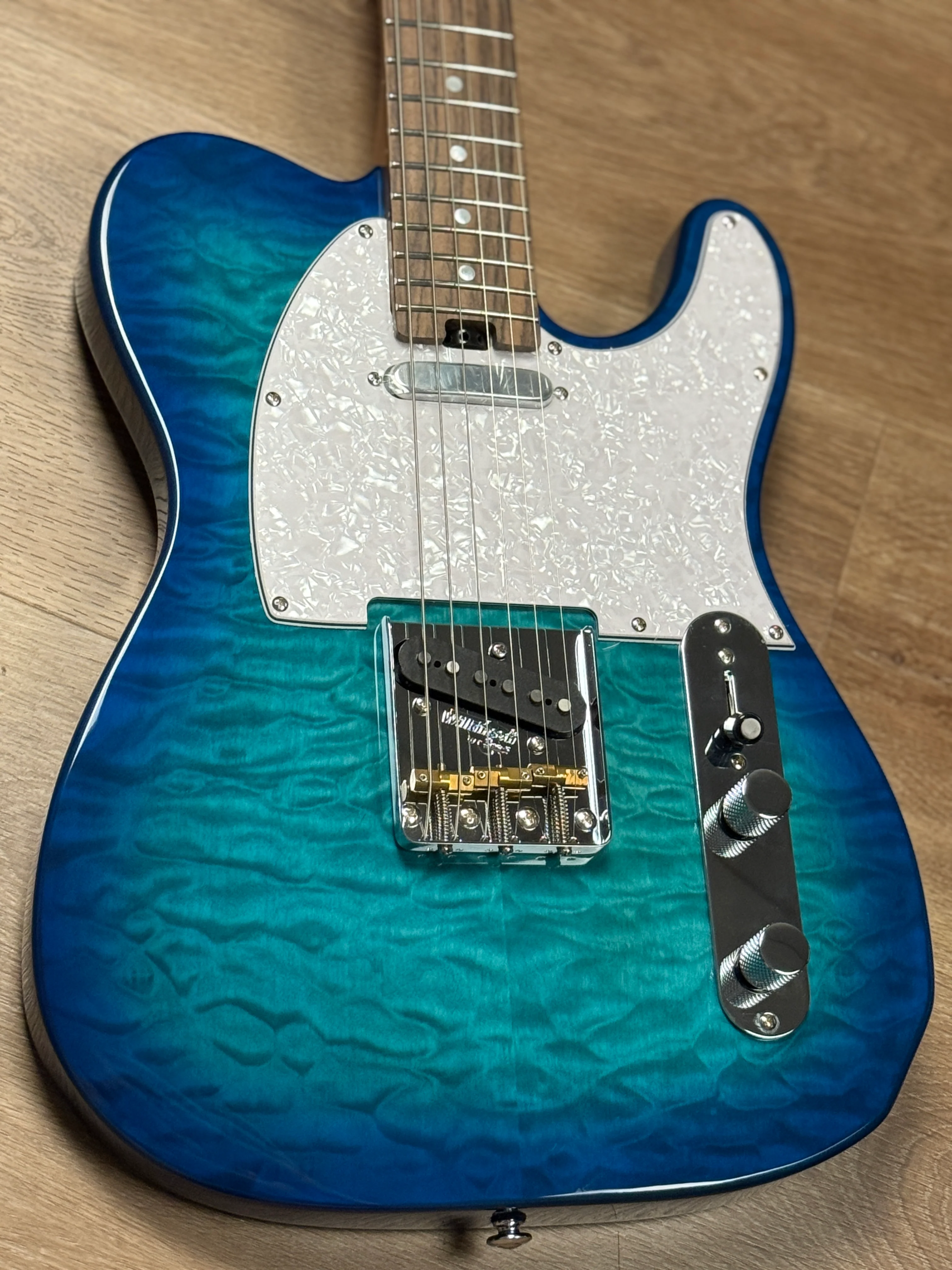 Soloking MT-1 Vintage Quilt with Rosewood FB in Aquamarine Nafiri Special Run - Image 4