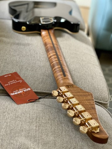 Soloking MT-1G FM With Roasted Flame Maple Neck in Black Beauty Nafiri Special Run - Image 9
