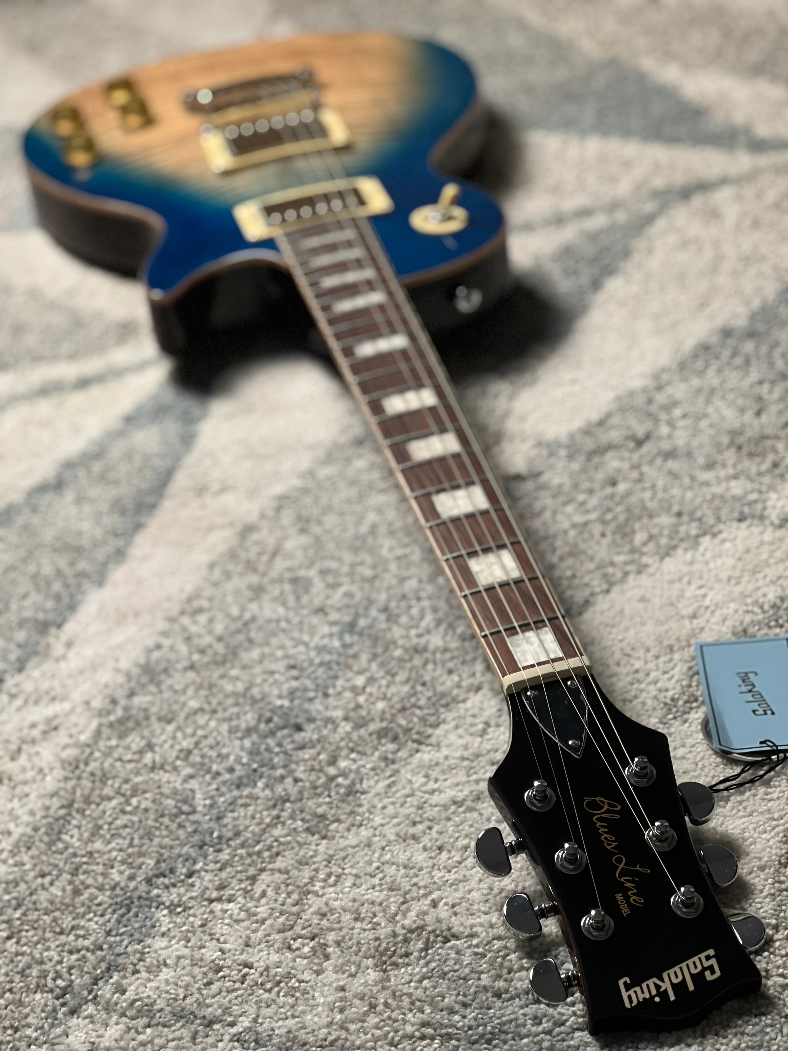 Soloking SLS50FM Deluxe with 5A Flame Top in Blue Wakesurf - Image 7