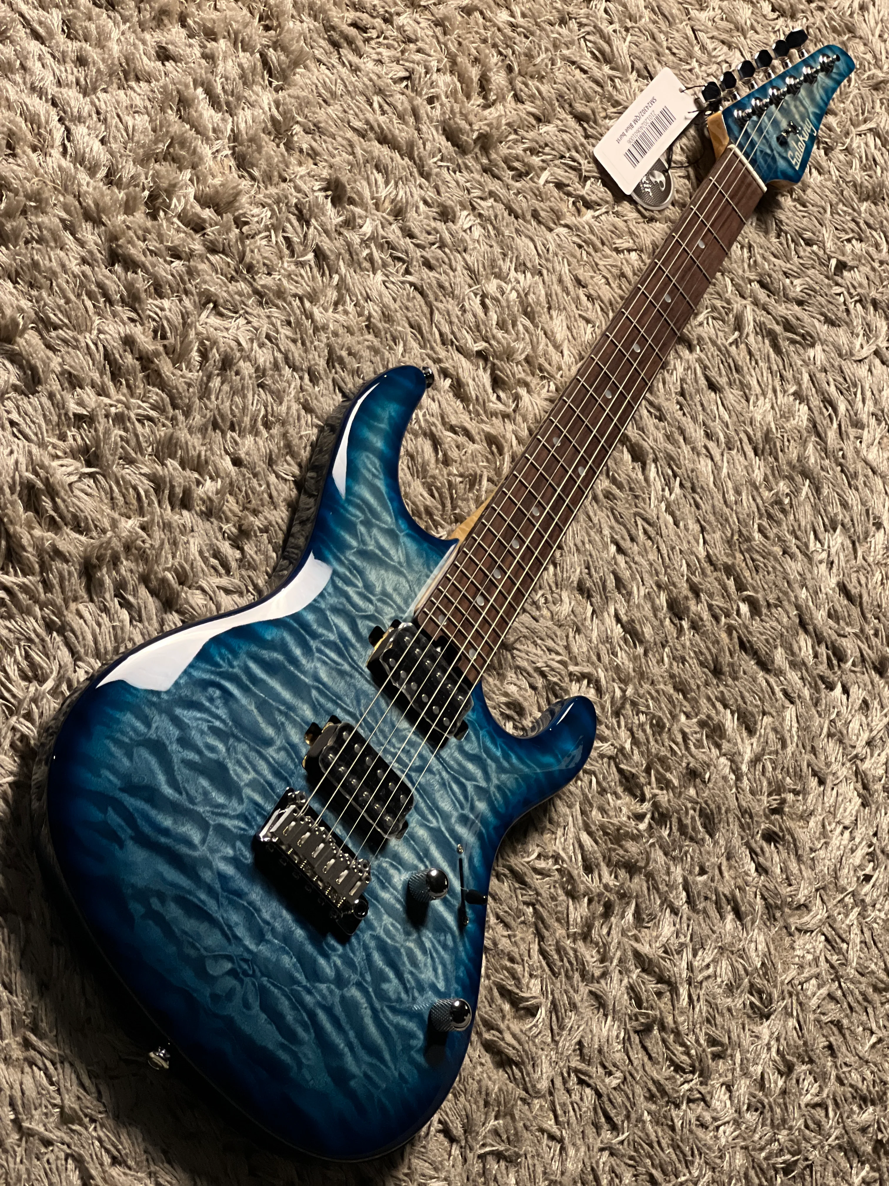 Soloking SM-24 HH QM Shredmaster with Rosewood FB in Ocean Blue Burst - Image 2