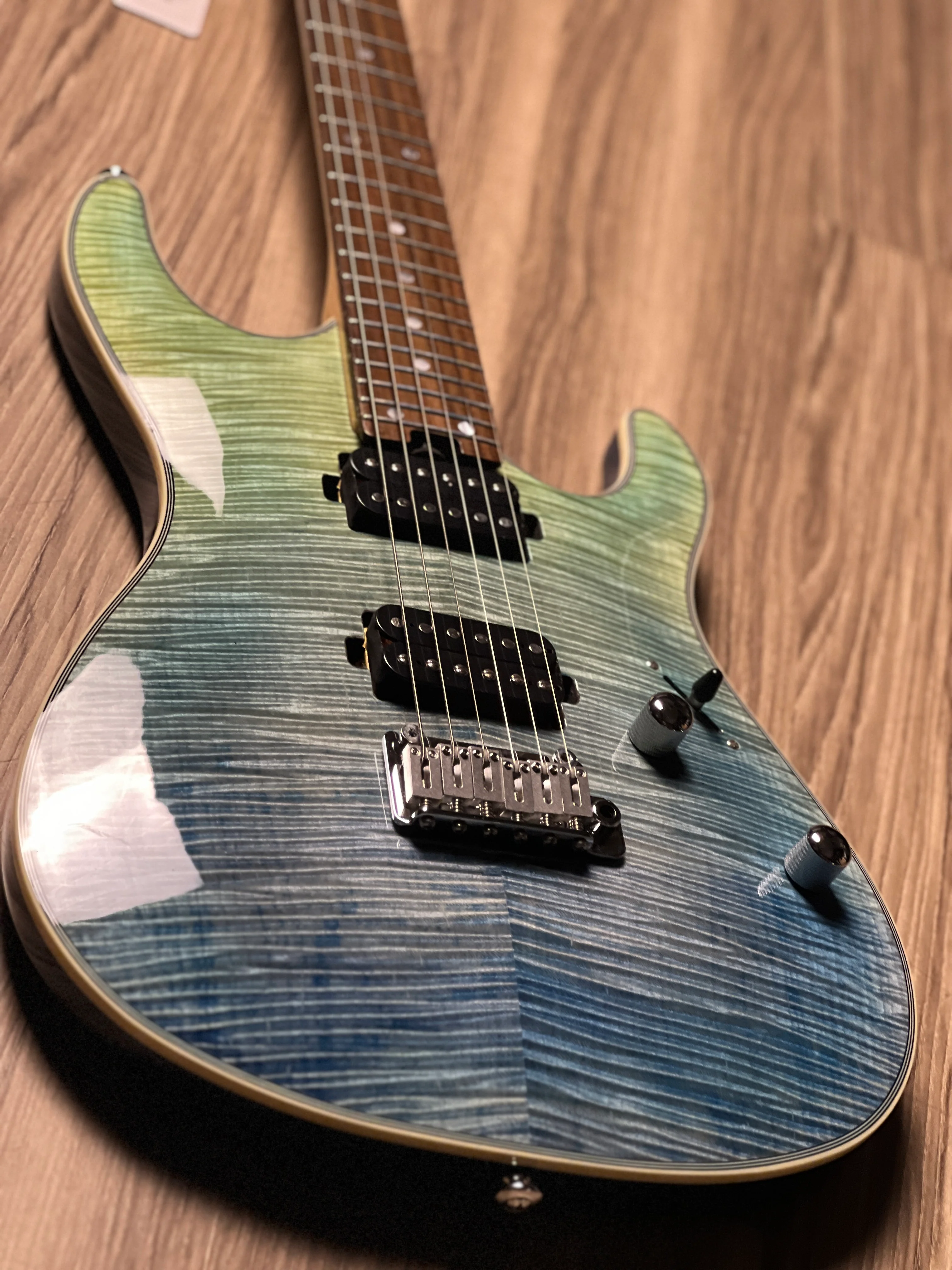 Soloking SM-24 HH FM Shredmaster with Rosewood FB in Trans Blue Fade - Image 6