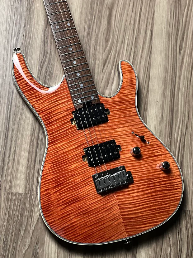 Soloking SM-24 HH FM Shredmaster with Rosewood FB in Trans Salmon Pink - Image 4