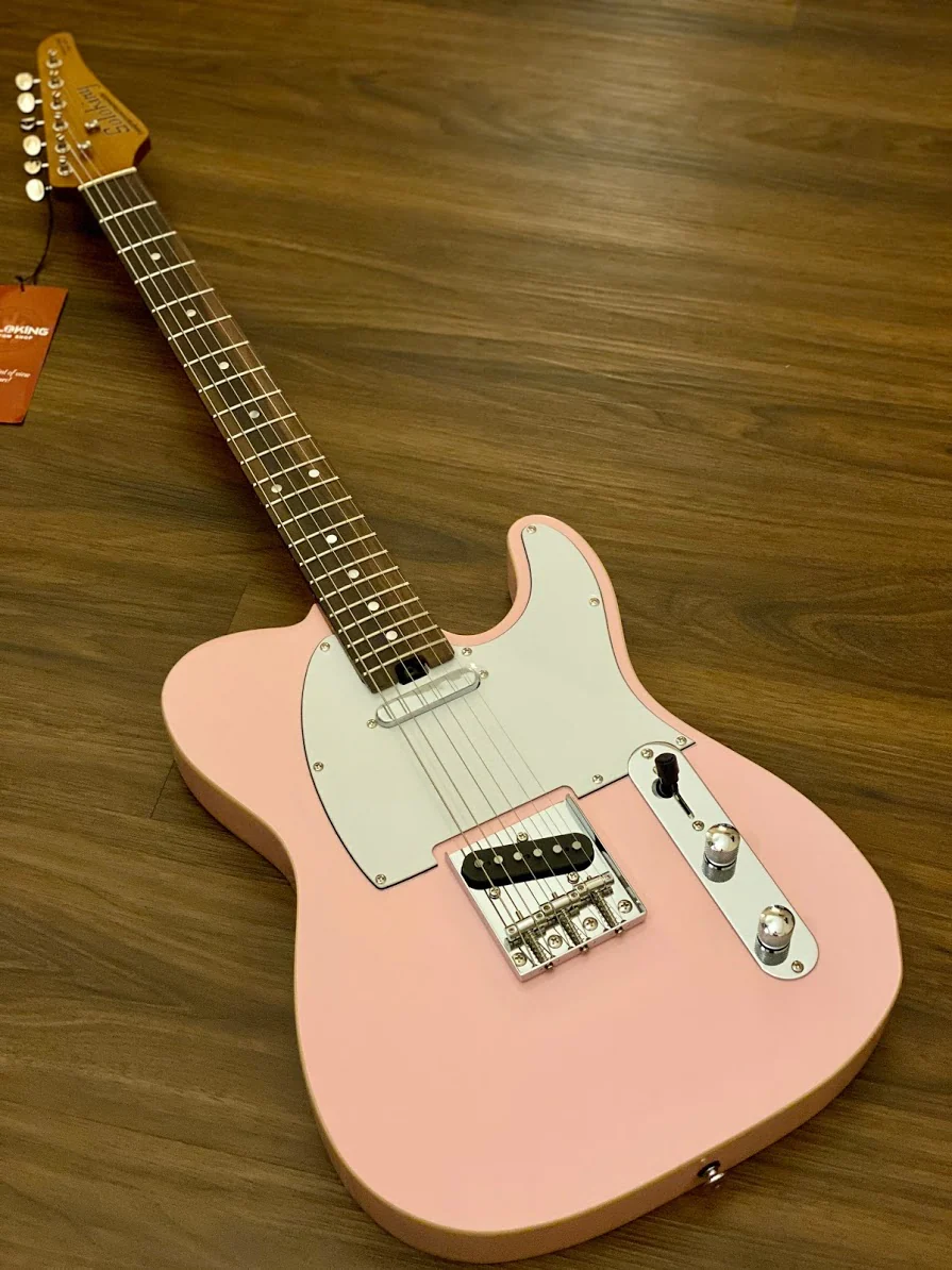 Soloking T-1B Vintage MKII with Roasted Maple Neck and Rosewood FB in Shell Pink - Image 3
